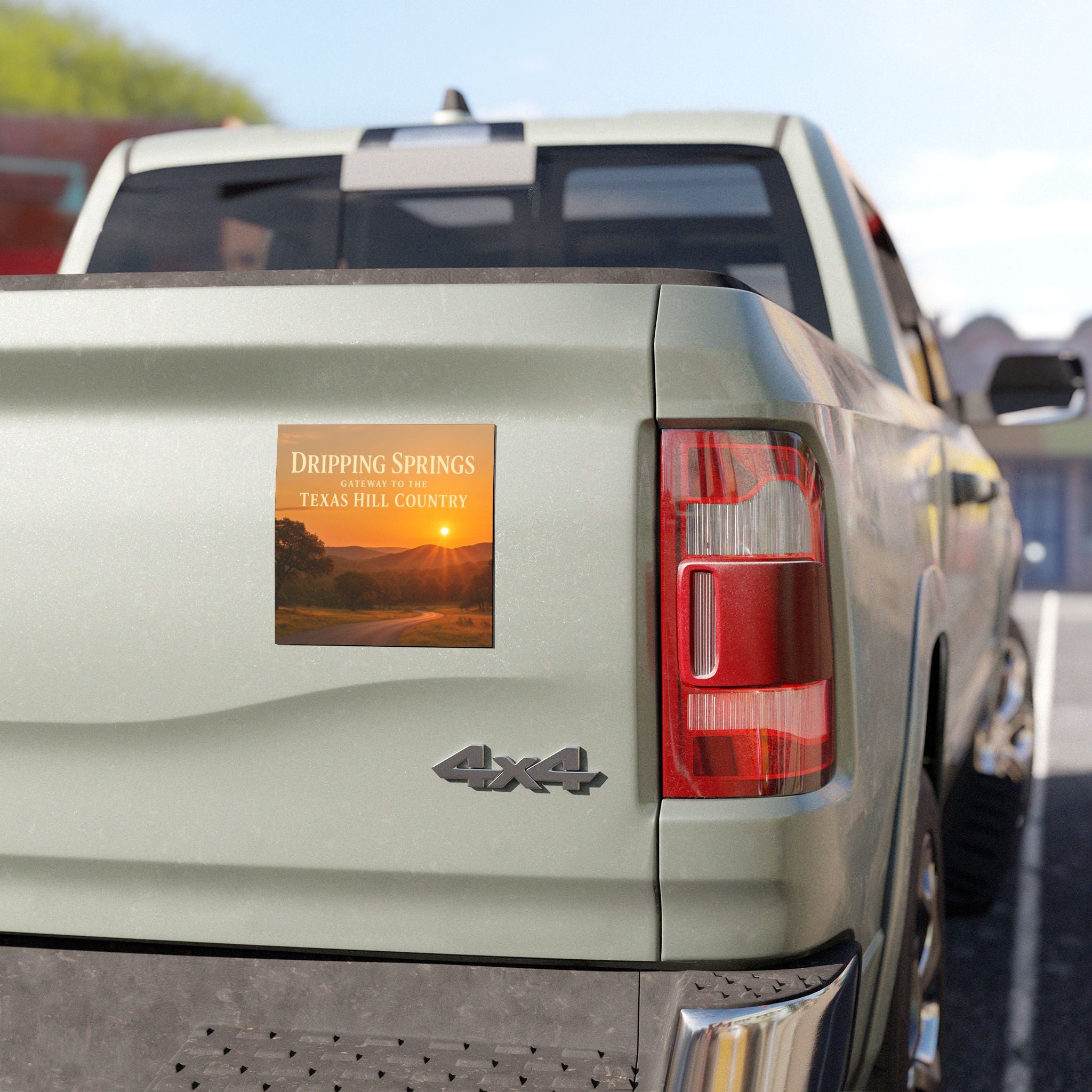 Dripping Springs Texas Hill Country Car Magnet — Scenic Souvenir Magnet with Bluebonnets