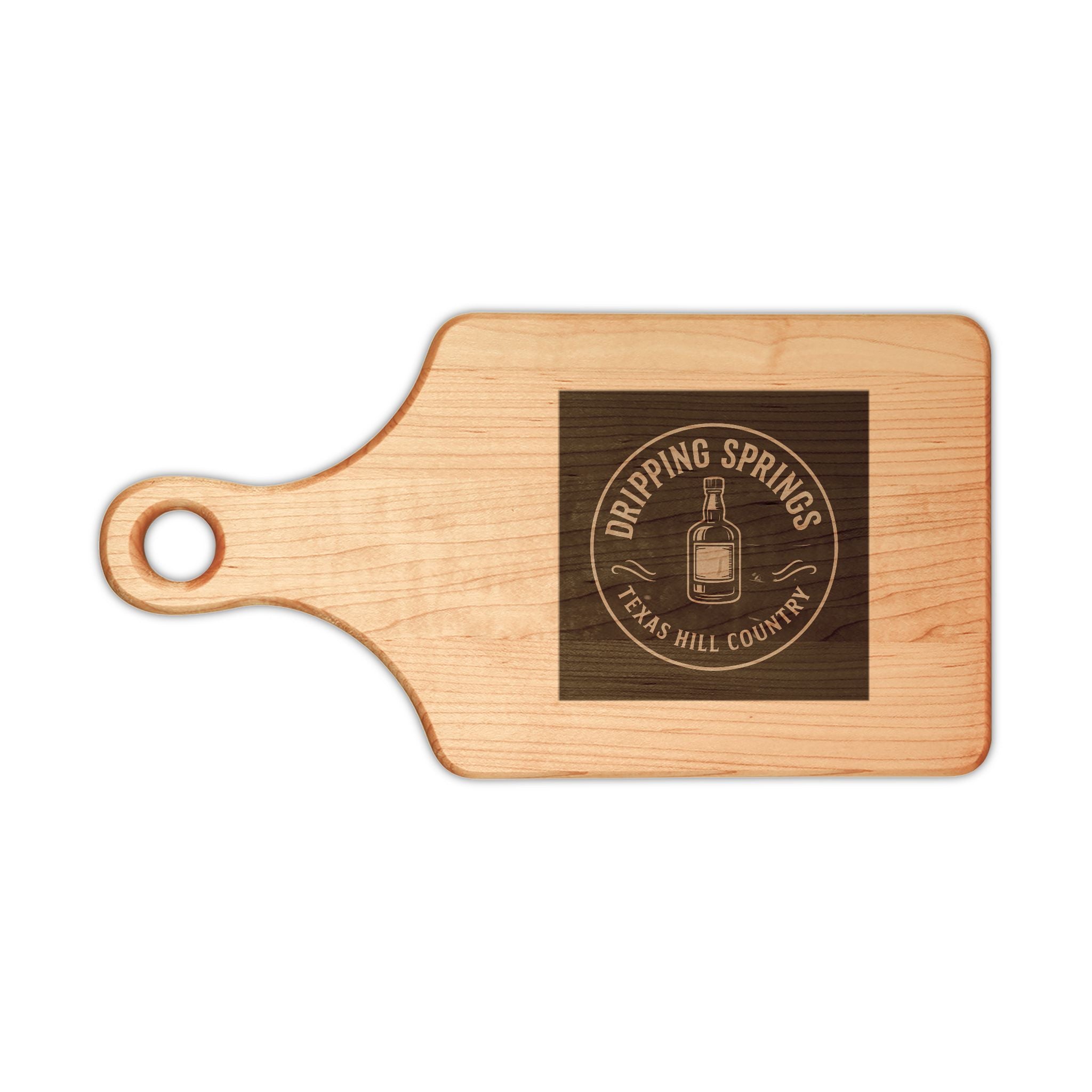 Engraved Wooden Cutting Board - Dripping Springs Texas Hill Country Logo