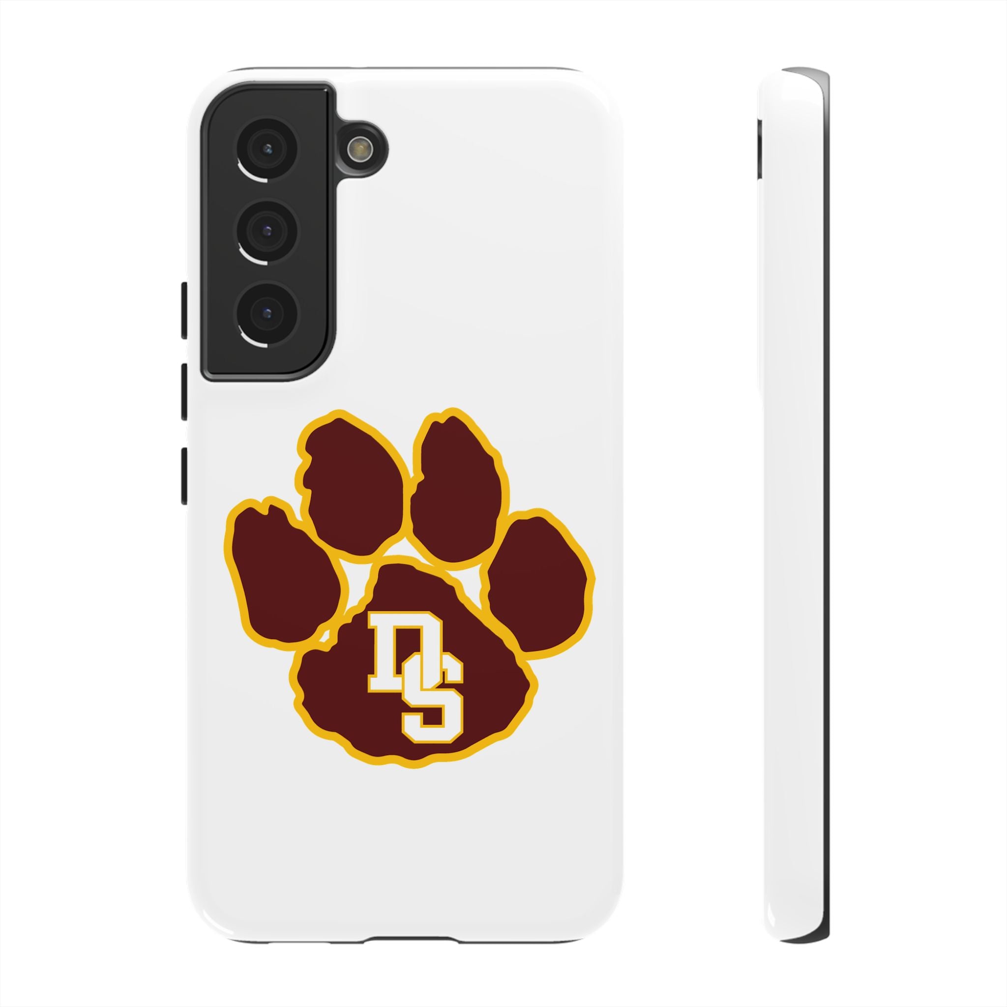 Phone Case — Maroon & Gold Paw Print with DS Monogram