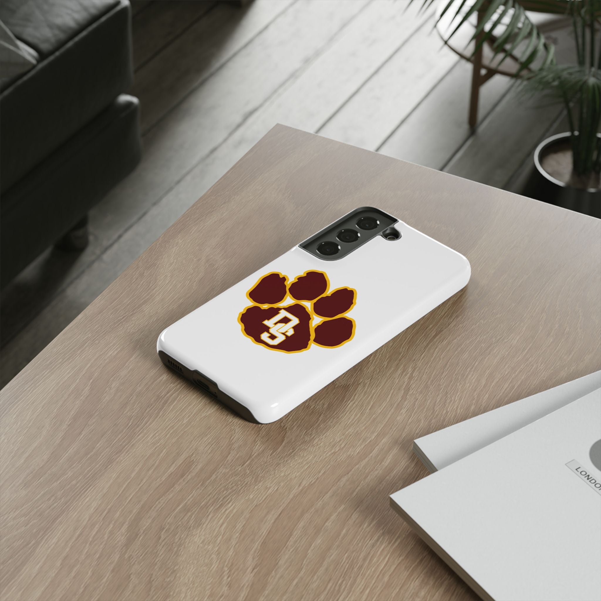 Phone Case — Maroon & Gold Paw Print with DS Monogram