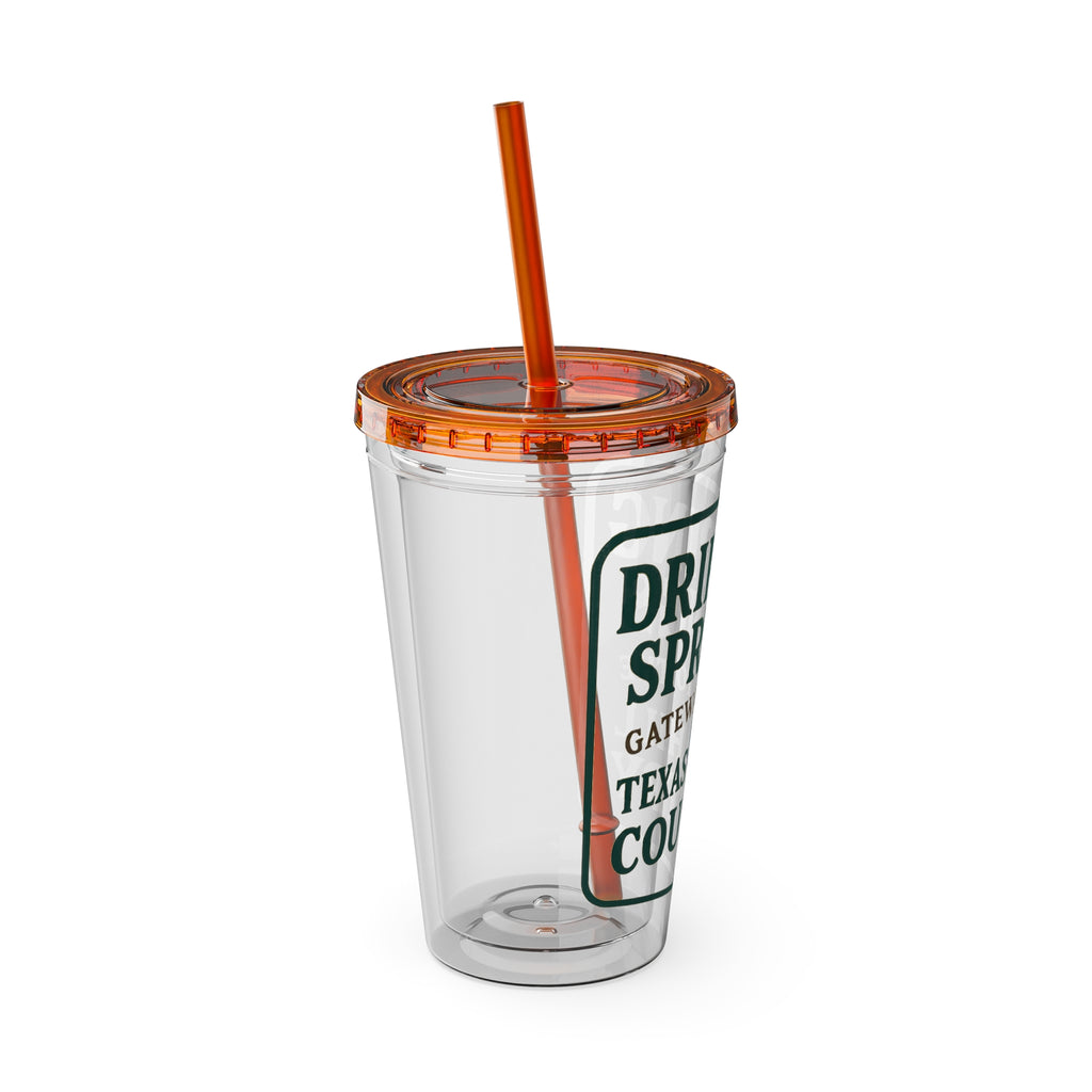 Gateway to Hill Country Sunsplash Tumbler with Straw, 16oz - Perfect for Walks, Workouts, Gifts & School, Customizable Design for Everyone