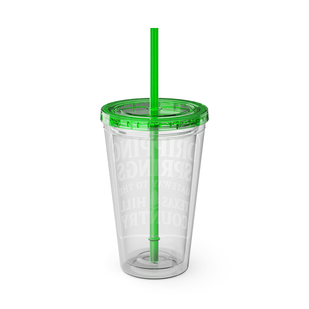 Gateway to Hill Country Sunsplash Tumbler with Straw, 16oz - Perfect for Walks, Workouts, Gifts & School, Customizable Design for Everyone