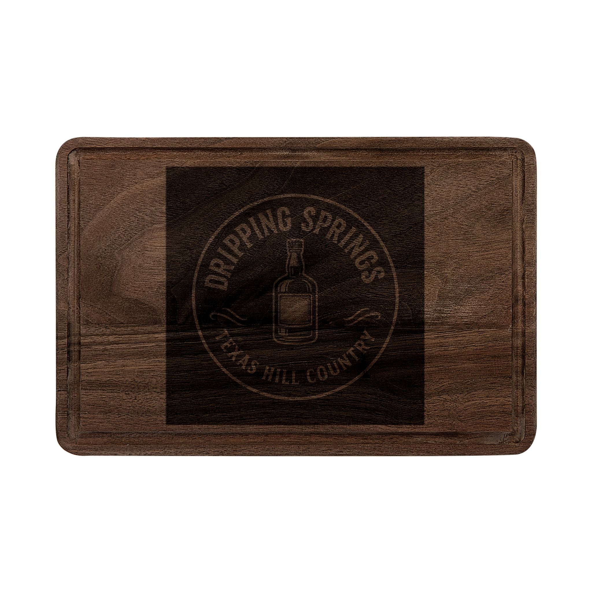Engraved Wooden Cutting Board - Dripping Springs Texas Hill Country Logo