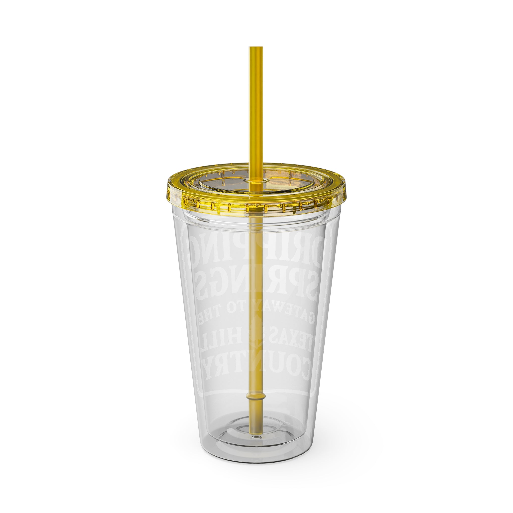 Gateway to Hill Country Sunsplash Tumbler with Straw, 16oz - Perfect for Walks, Workouts, Gifts & School, Customizable Design for Everyone