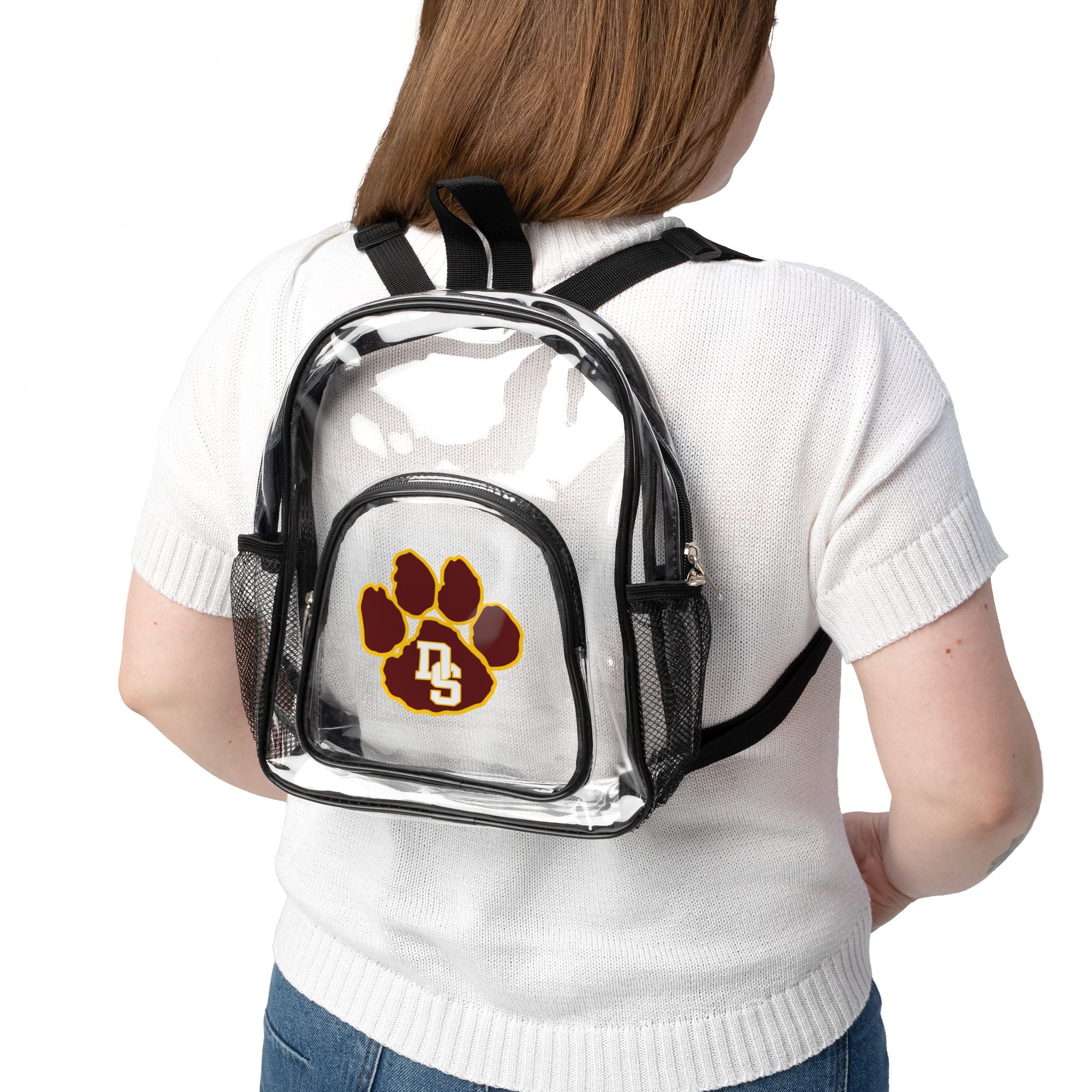 Clear Stadium Backpack with Paw Logo – Transparent School & Game Day Bag