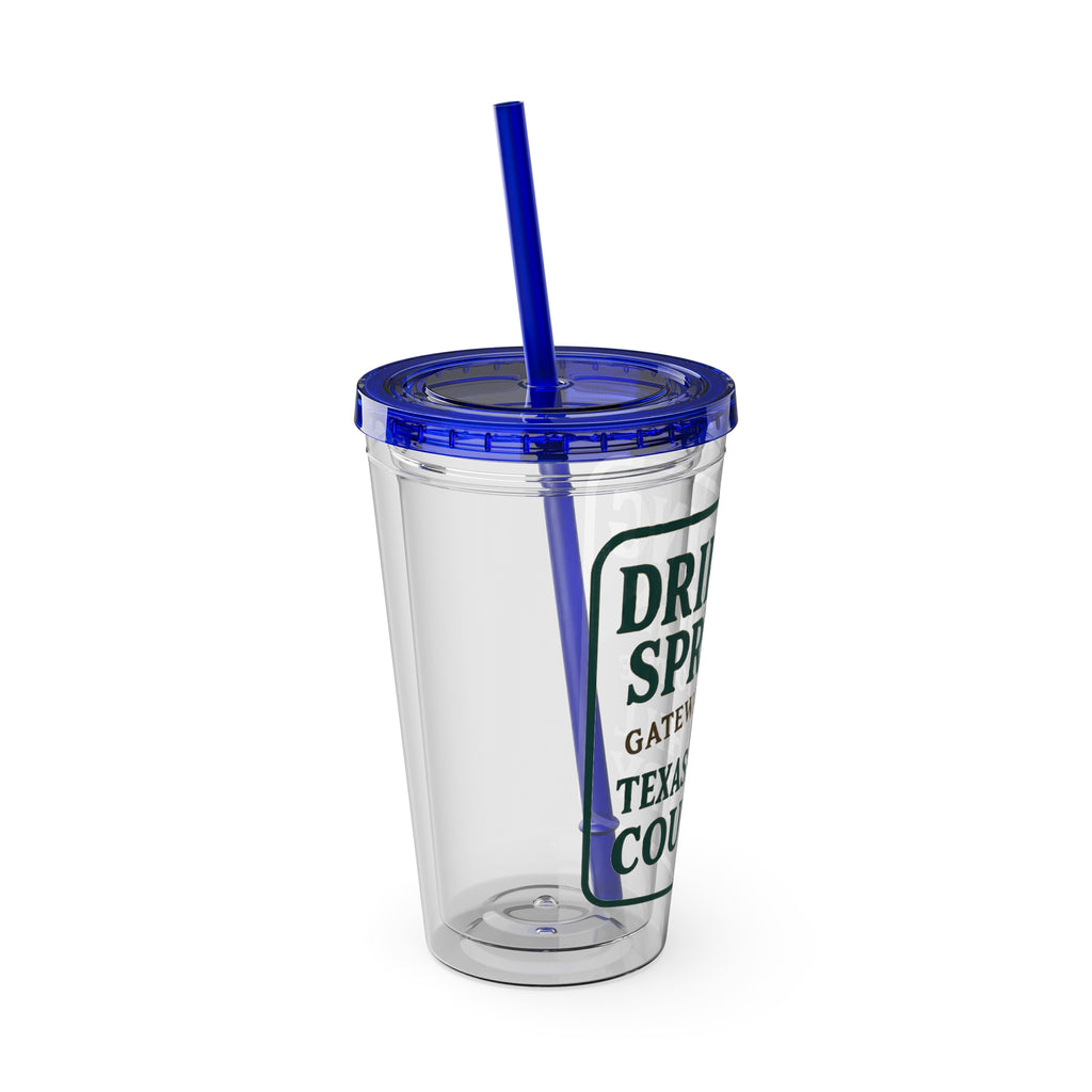Gateway to Hill Country Sunsplash Tumbler with Straw, 16oz - Perfect for Walks, Workouts, Gifts & School, Customizable Design for Everyone