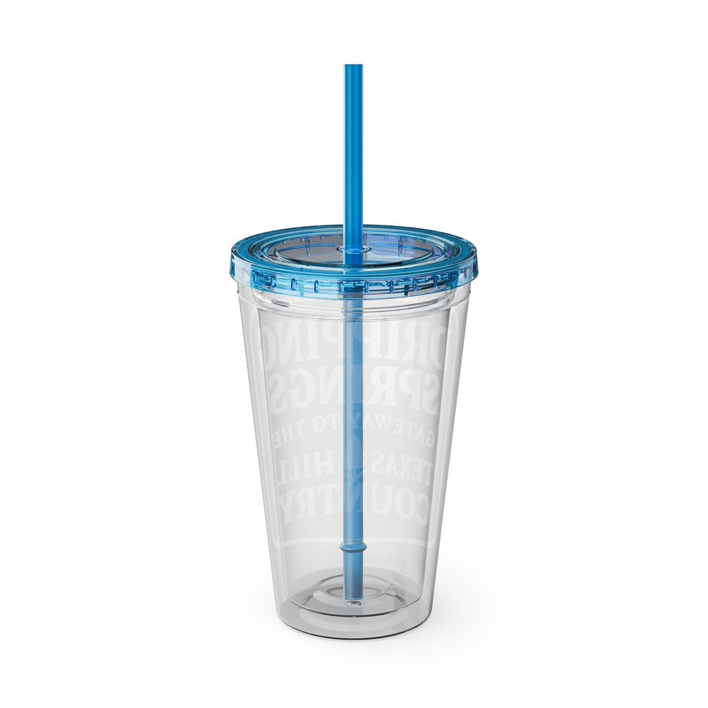 Gateway to Hill Country Sunsplash Tumbler with Straw, 16oz - Perfect for Walks, Workouts, Gifts & School, Customizable Design for Everyone