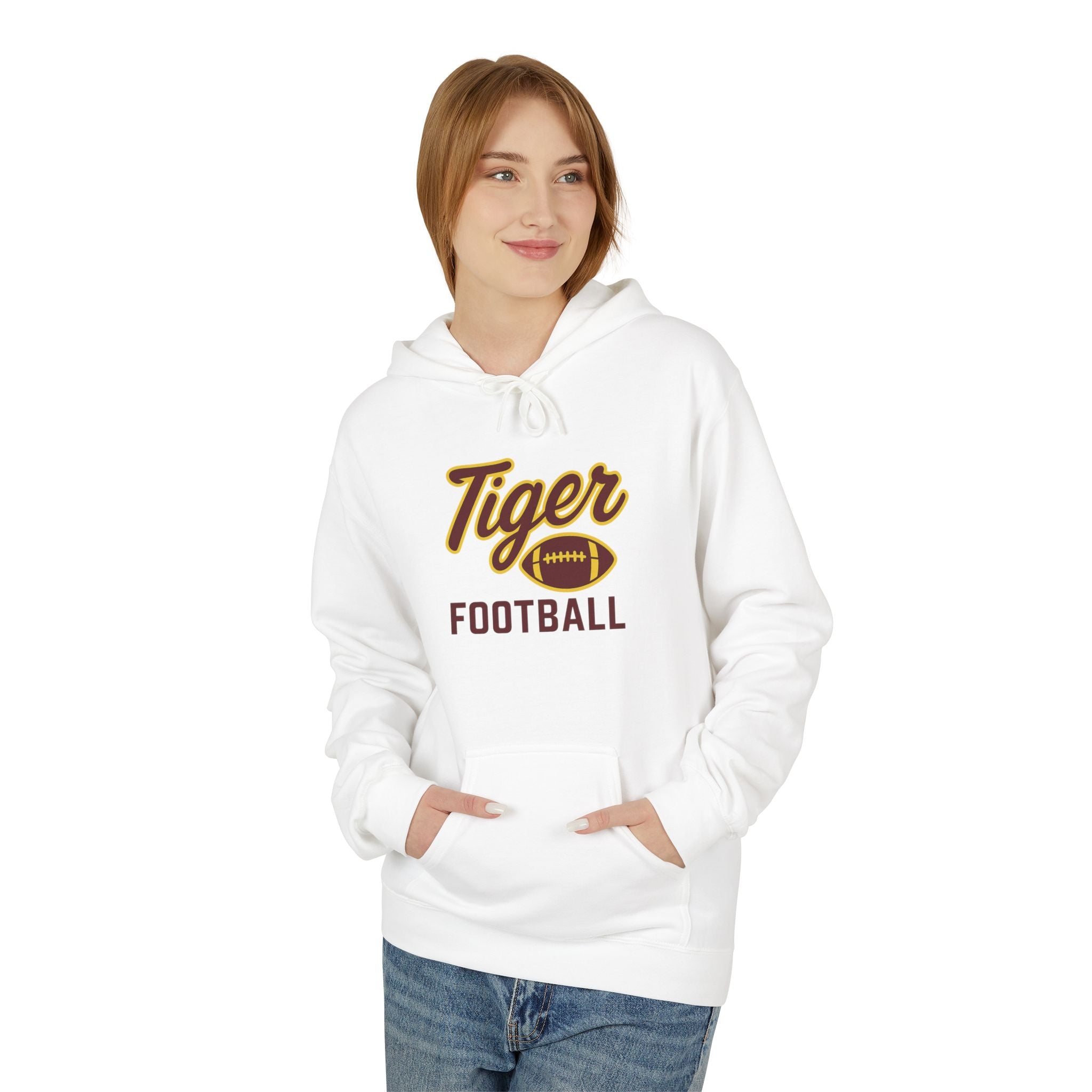 "TIGER FOOTBALL"  Unisex Midweight Softstyle Fleece Hoodie- 6 color options