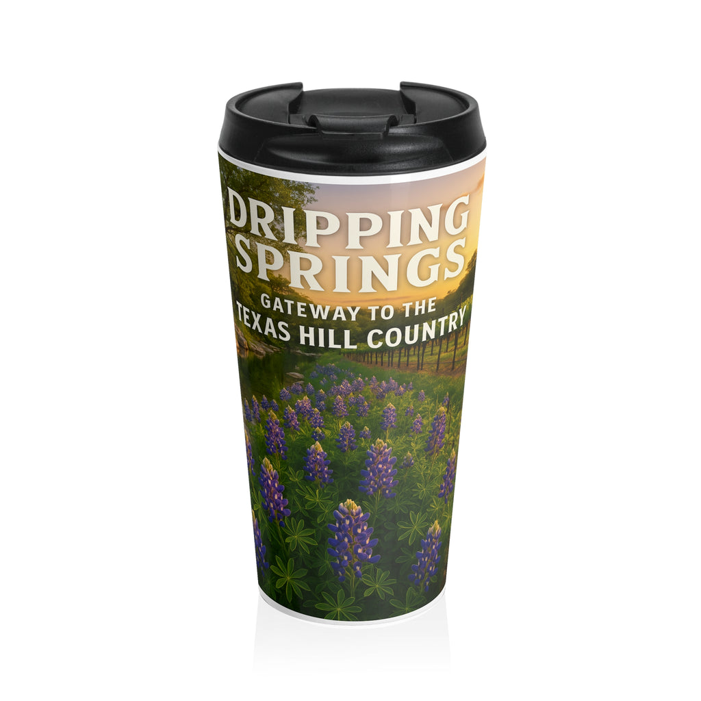 Dripping Springs Travel Mug — 'Gateway to the Ozarks Hill Country' Stainless Steel Tumbler