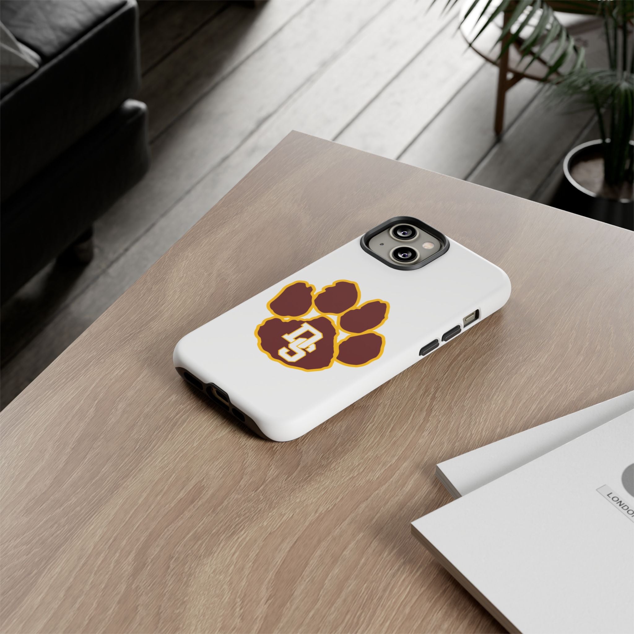 Phone Case — Maroon & Gold Paw Print with DS Monogram