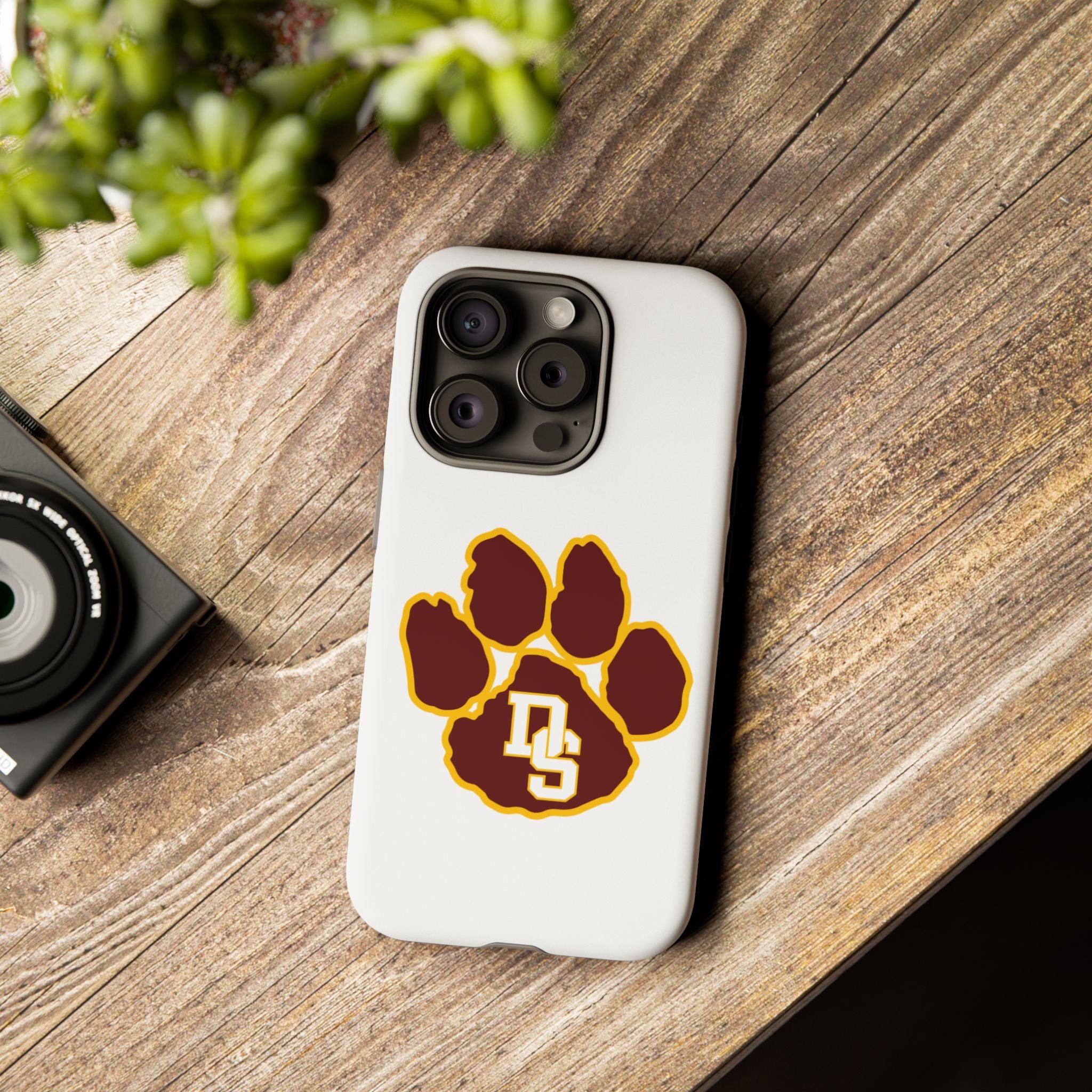 Phone Case — Maroon & Gold Paw Print with DS Monogram