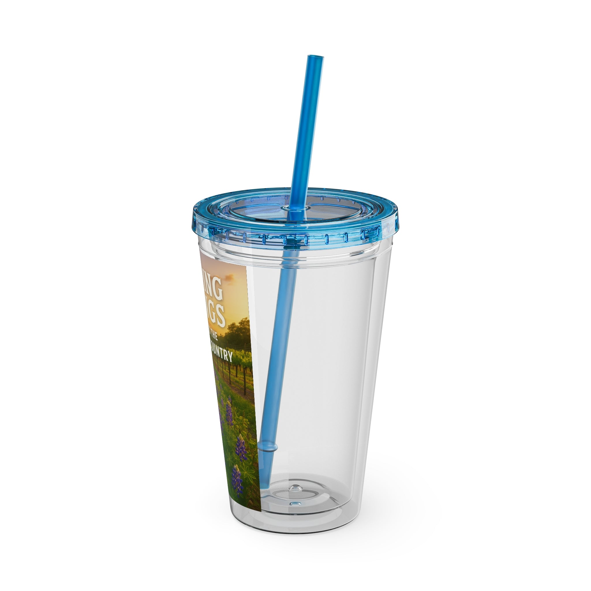 Hill Country Sunsplash Tumbler with Straw, 16oz - Perfect for Walks, Workouts, Gifts & School, Customizable Design for Everyone