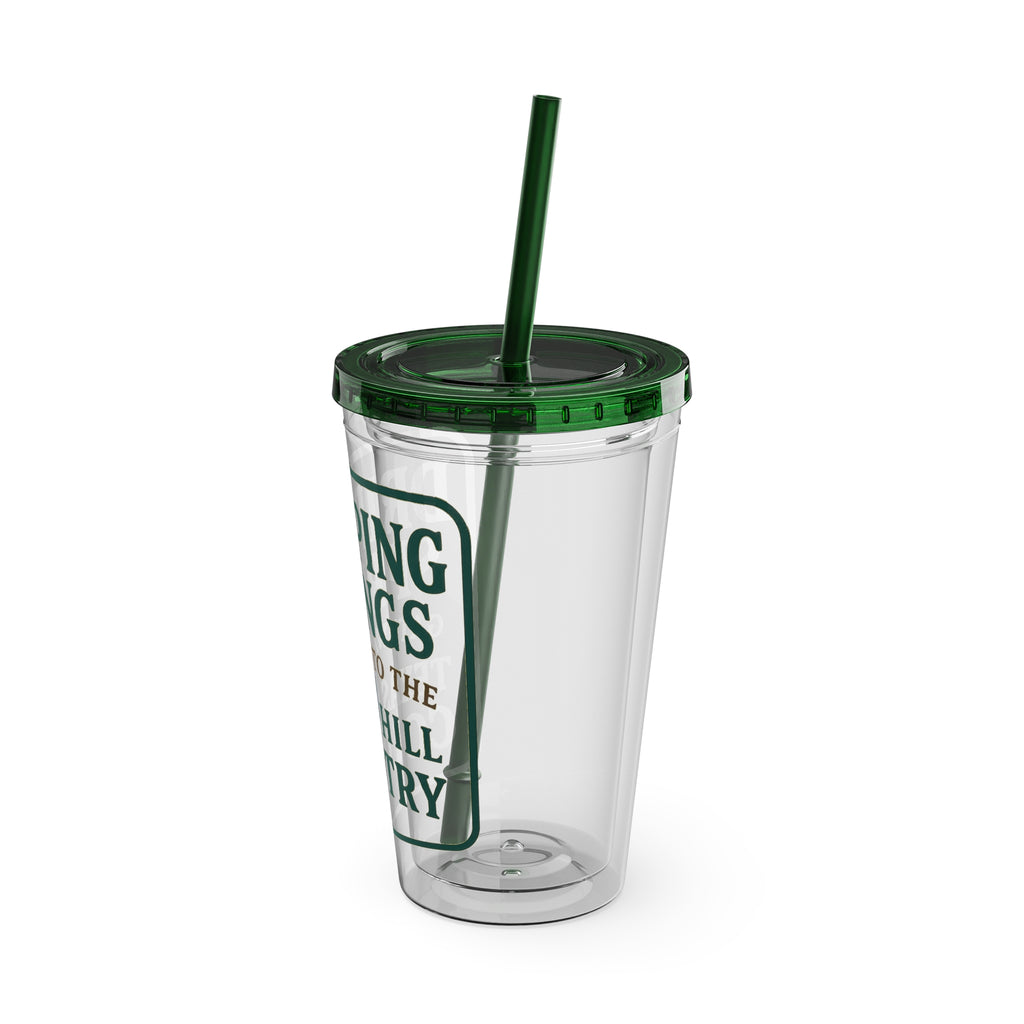 Gateway to Hill Country Sunsplash Tumbler with Straw, 16oz - Perfect for Walks, Workouts, Gifts & School, Customizable Design for Everyone