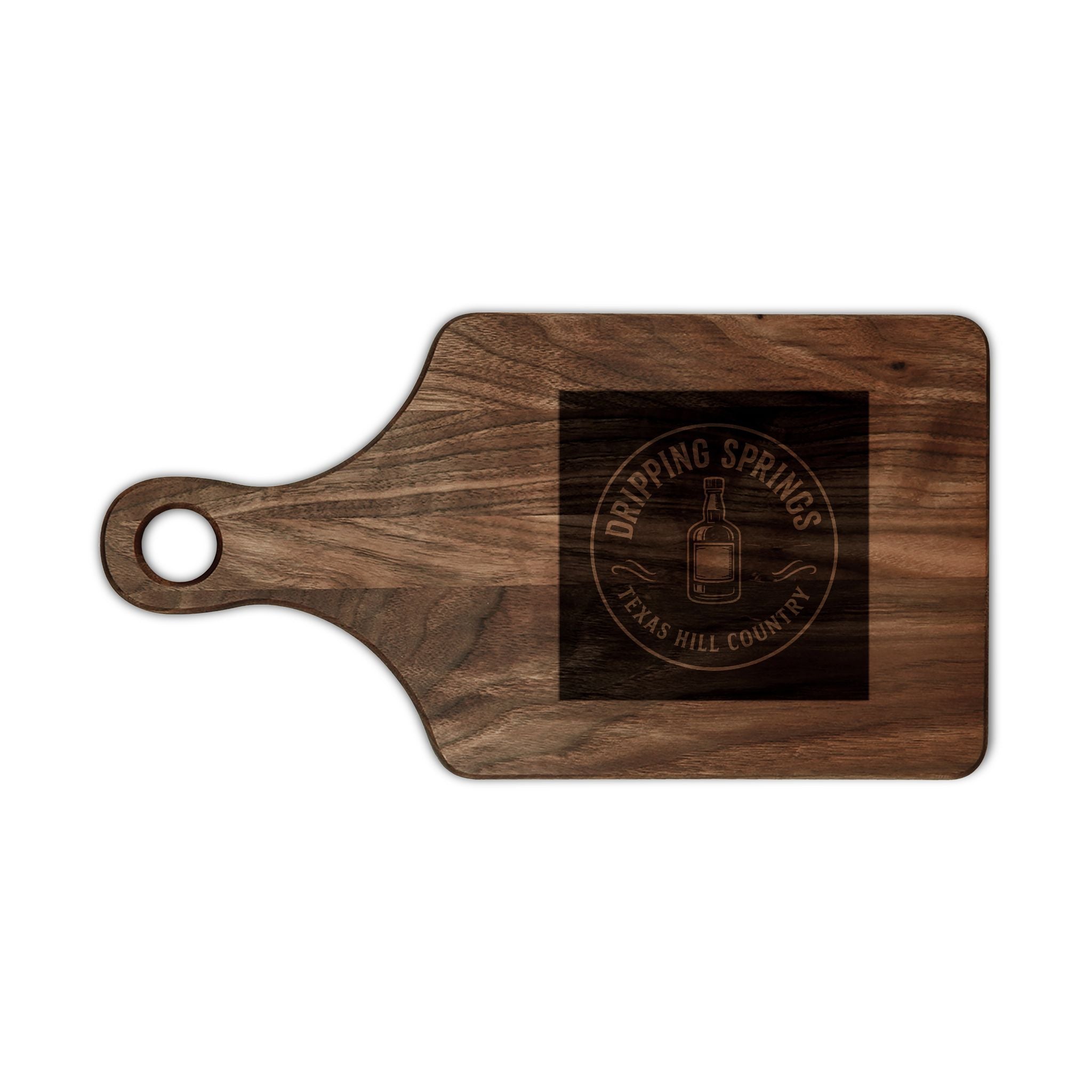Engraved Wooden Cutting Board - Dripping Springs Texas Hill Country Logo