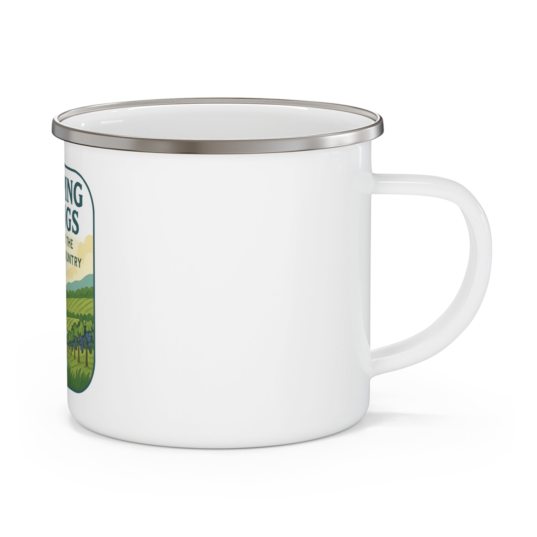 Dripping Springs Enamel Camping Mug — Texas Hill Country Scenic Campfire Cup