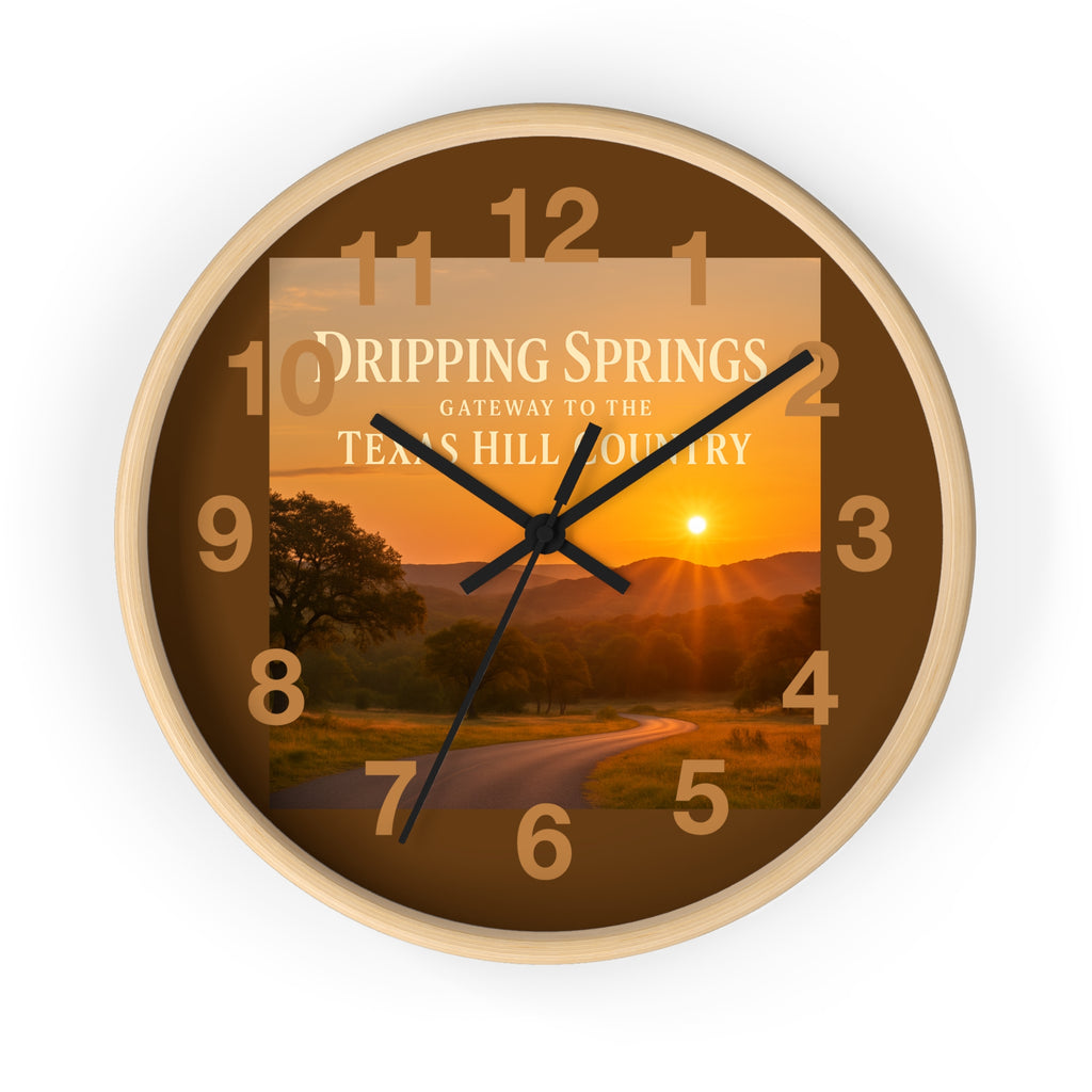 Dripping Springs Sunset Wall Clock — Texas Hill Country Scenic Clock
