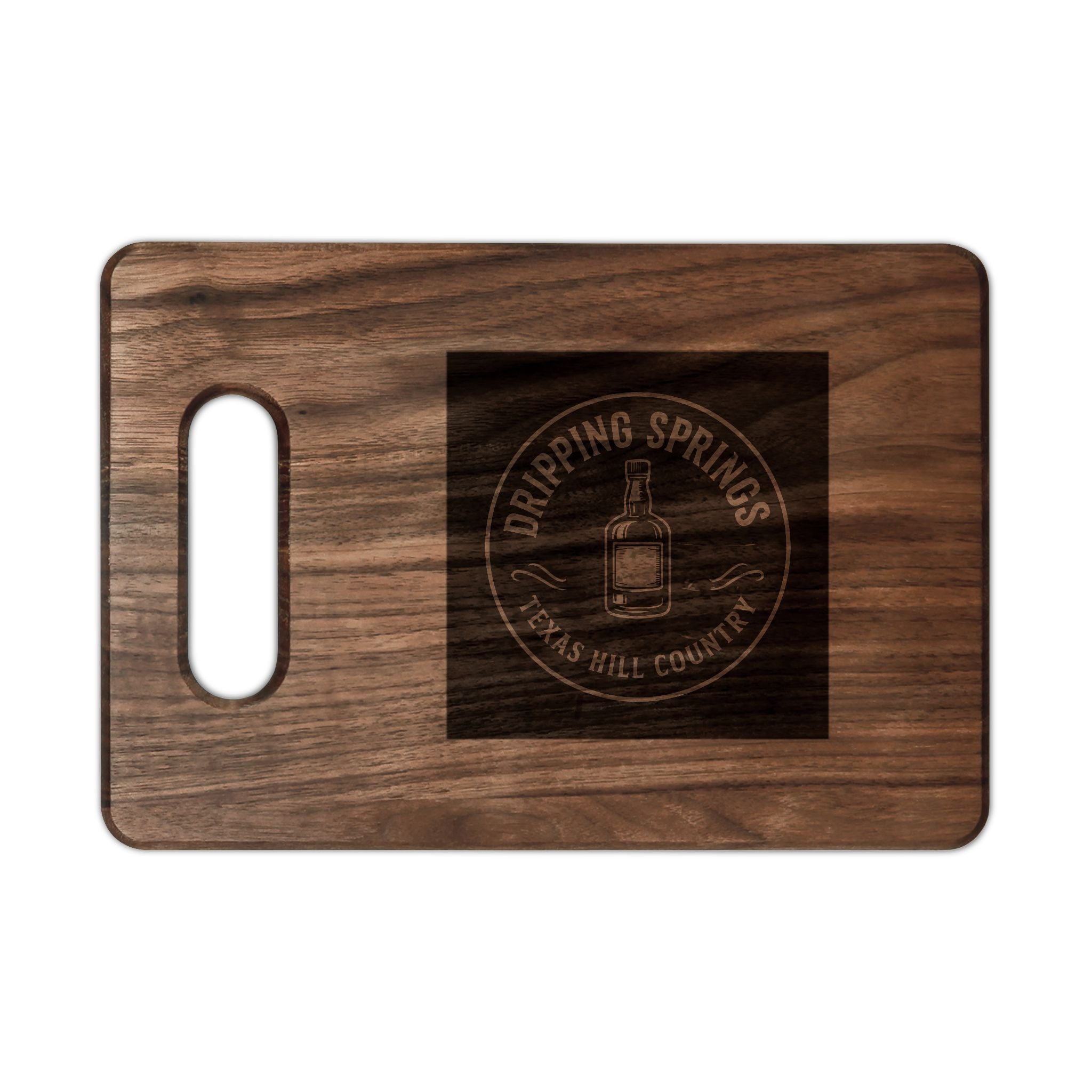 Engraved Wooden Cutting Board - Dripping Springs Texas Hill Country Logo
