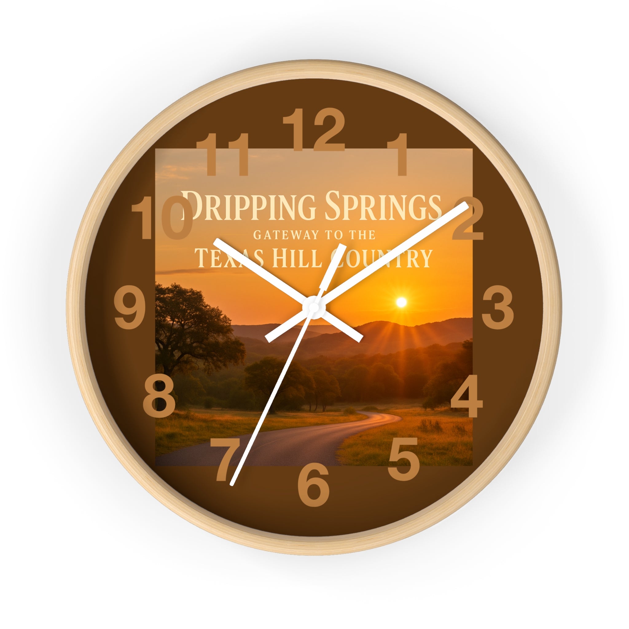 Dripping Springs Sunset Wall Clock — Texas Hill Country Scenic Clock