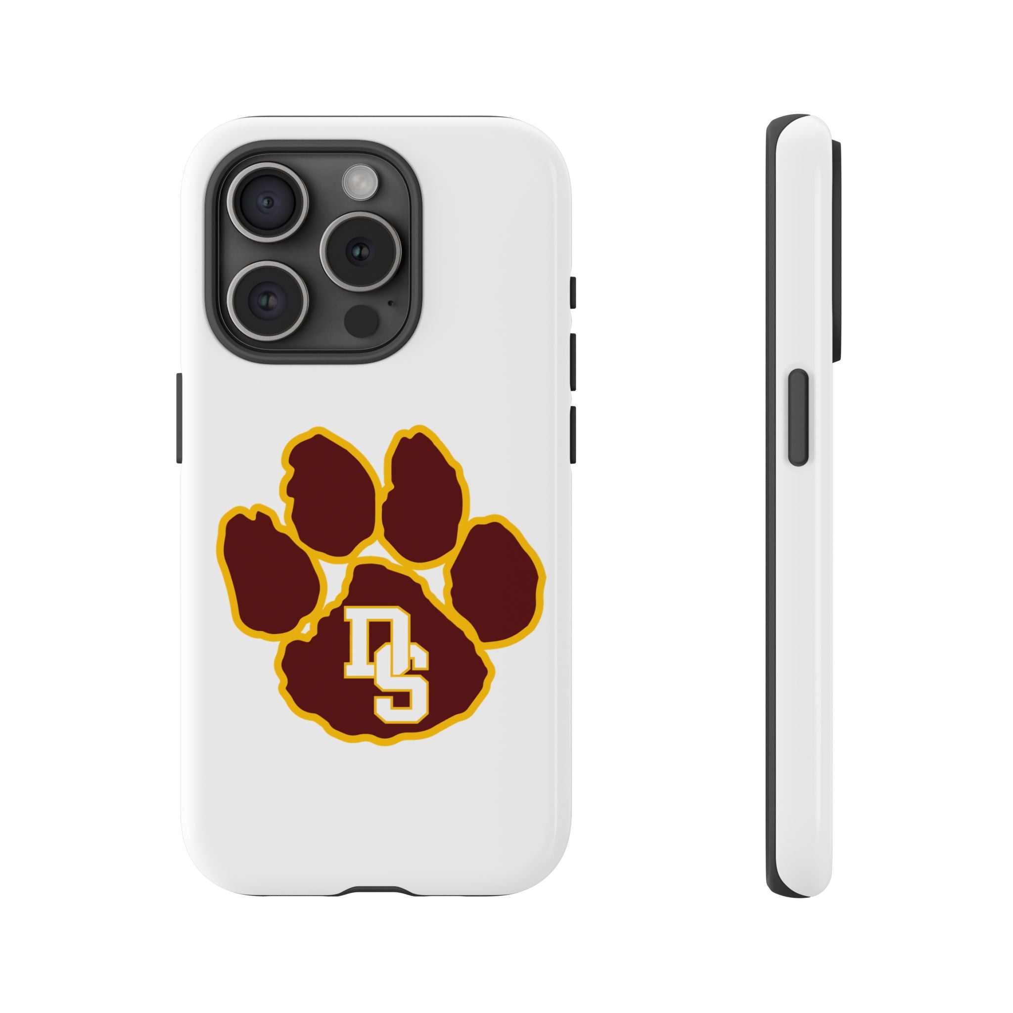 Phone Case — Maroon & Gold Paw Print with DS Monogram