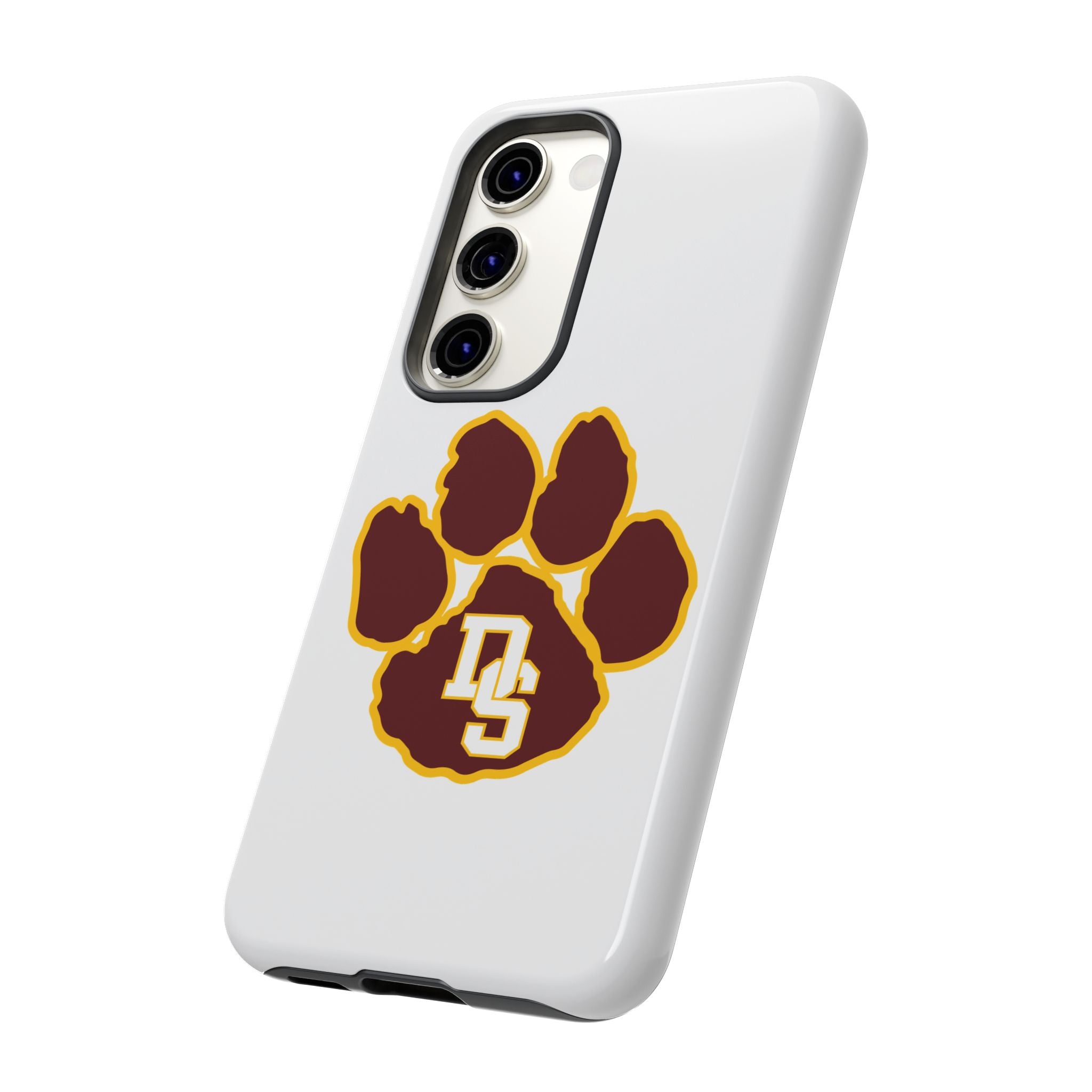 Phone Case — Maroon & Gold Paw Print with DS Monogram