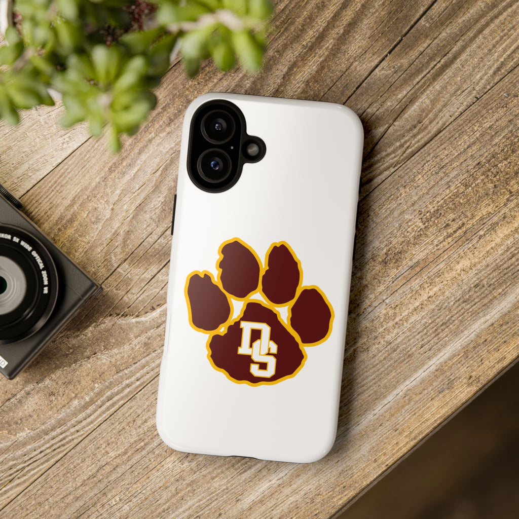 Phone Case — Maroon & Gold Paw Print with DS Monogram