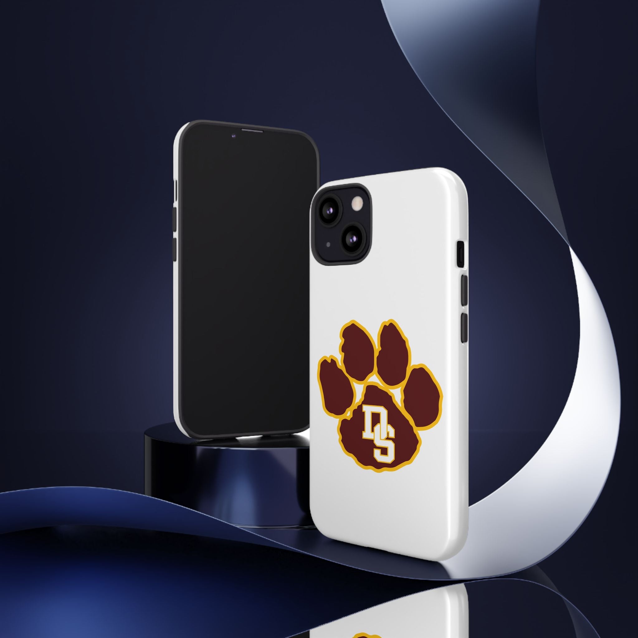 Phone Case — Maroon & Gold Paw Print with DS Monogram