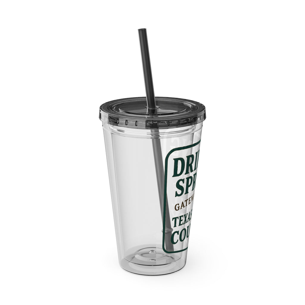Gateway to Hill Country Sunsplash Tumbler with Straw, 16oz - Perfect for Walks, Workouts, Gifts & School, Customizable Design for Everyone