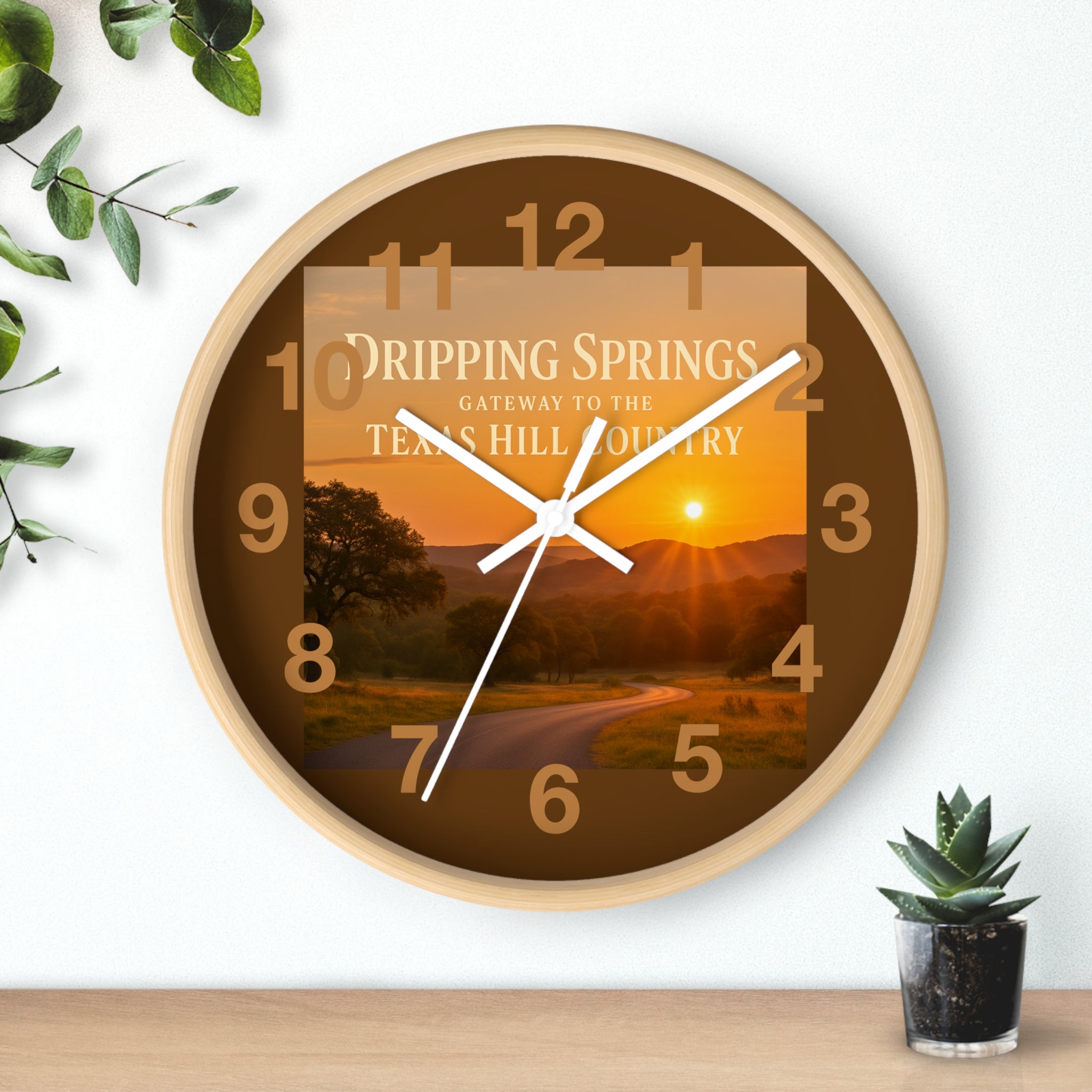Dripping Springs Sunset Wall Clock — Texas Hill Country Scenic Clock