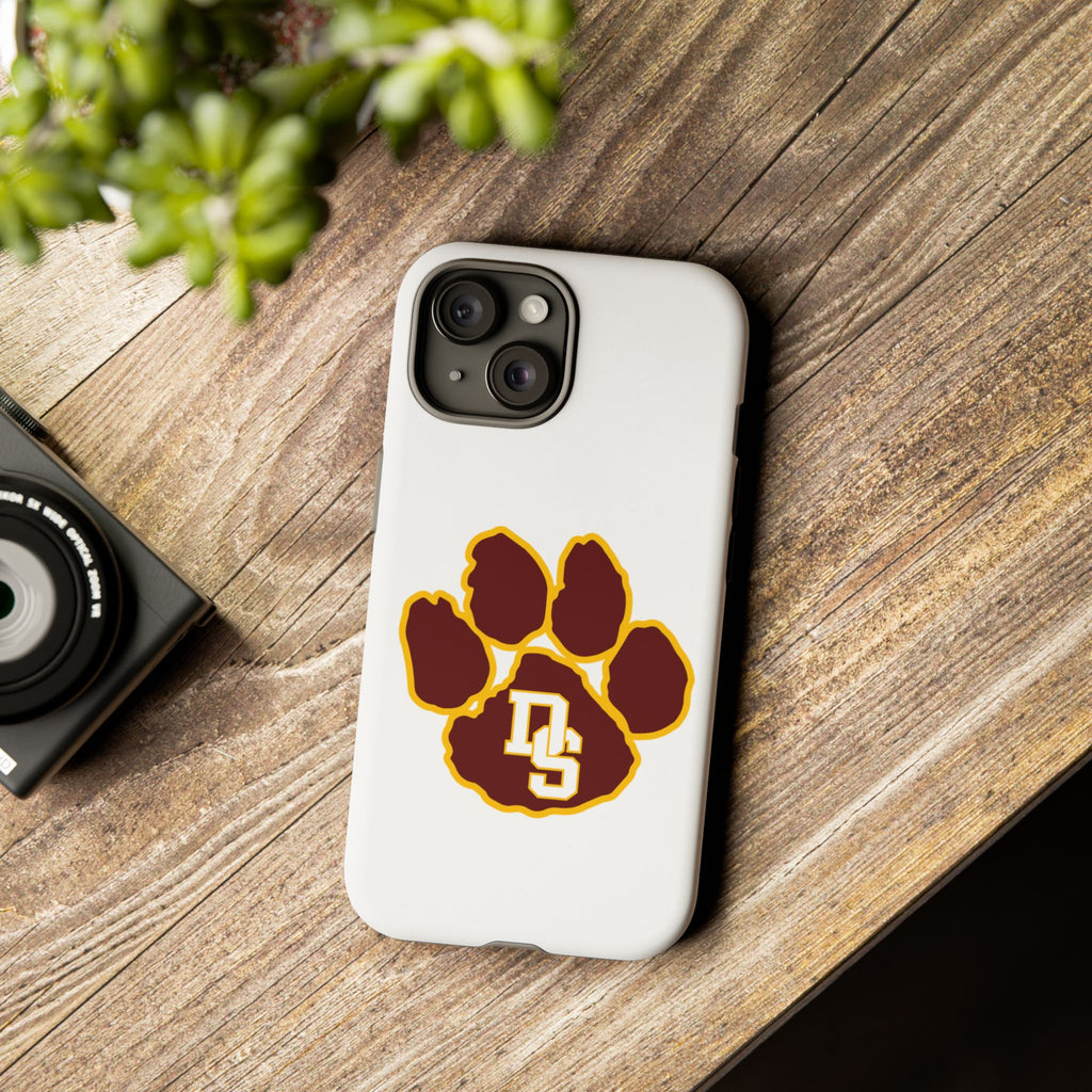 Phone Case — Maroon & Gold Paw Print with DS Monogram