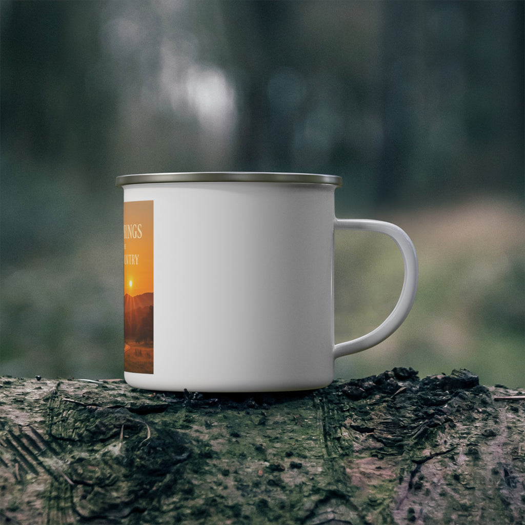 Hill Country Sunset  Enamel Camping Mug — Texas Hill Country Scenic Sunset