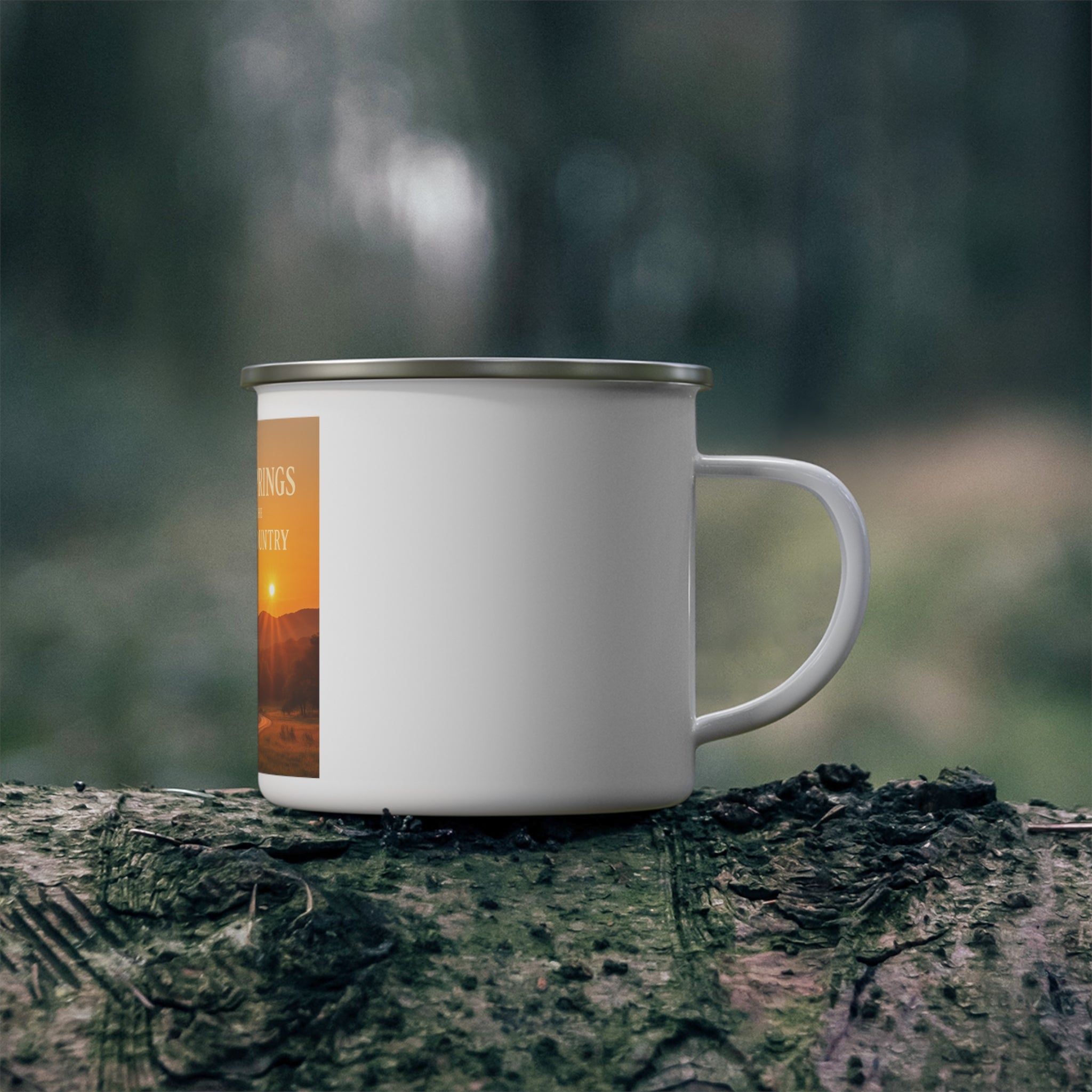 Hill Country Sunset  Enamel Camping Mug — Texas Hill Country Scenic Sunset