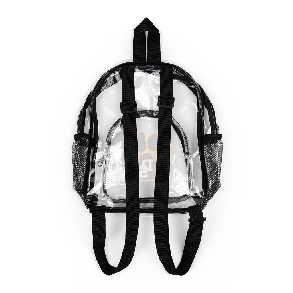Clear Stadium Backpack with Paw Logo – Transparent School & Game Day Bag