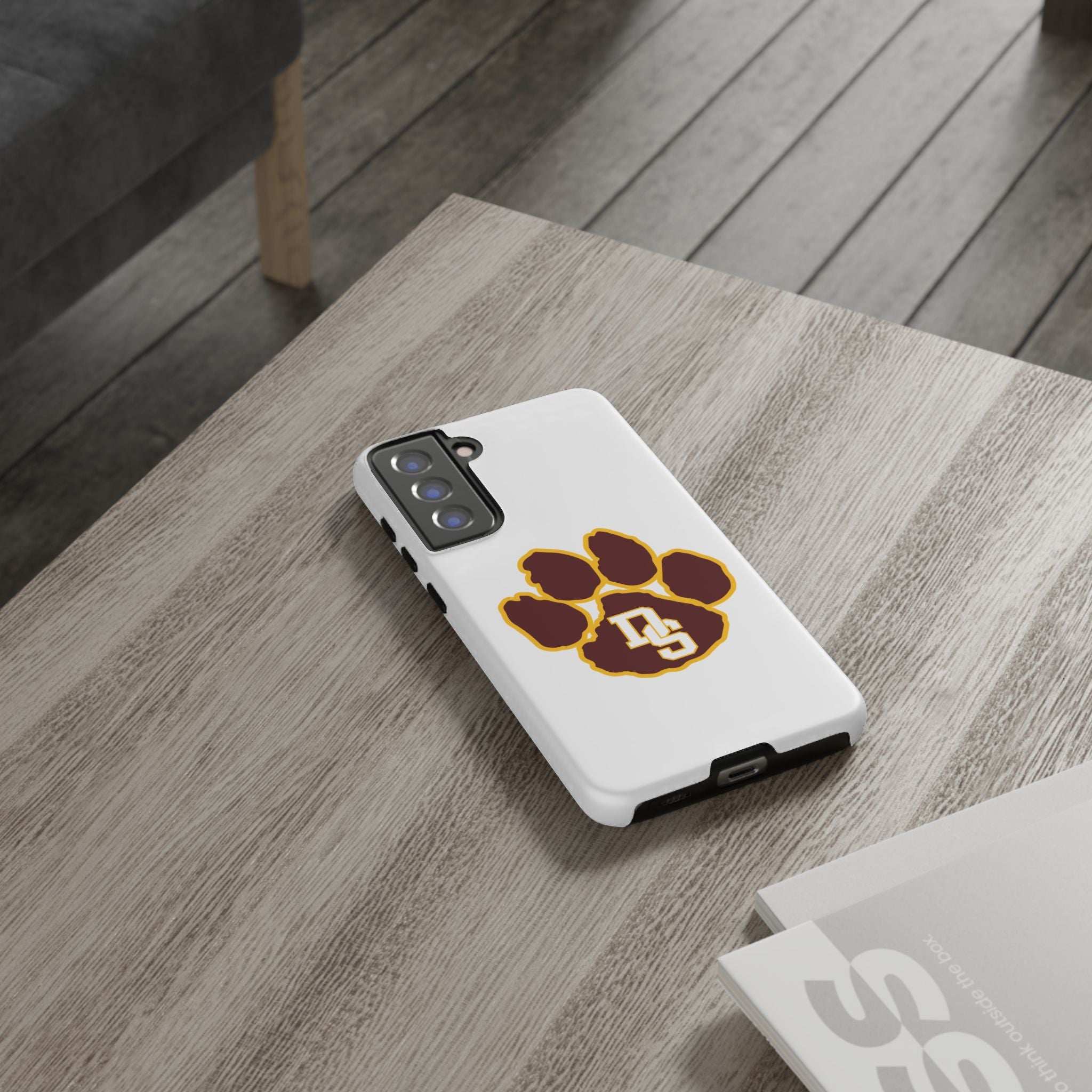 Phone Case — Maroon & Gold Paw Print with DS Monogram