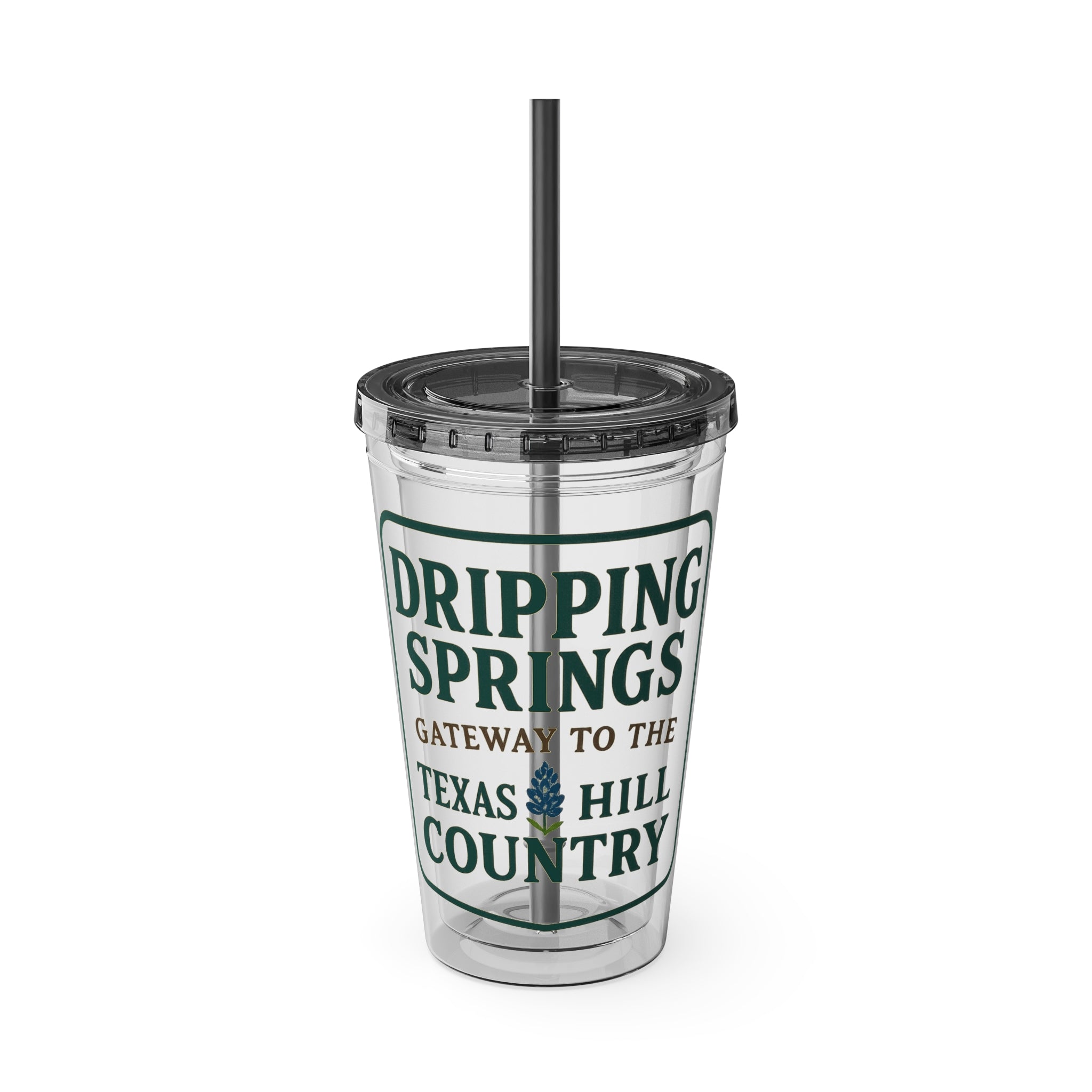 Gateway to Hill Country Sunsplash Tumbler with Straw, 16oz - Perfect for Walks, Workouts, Gifts & School, Customizable Design for Everyone