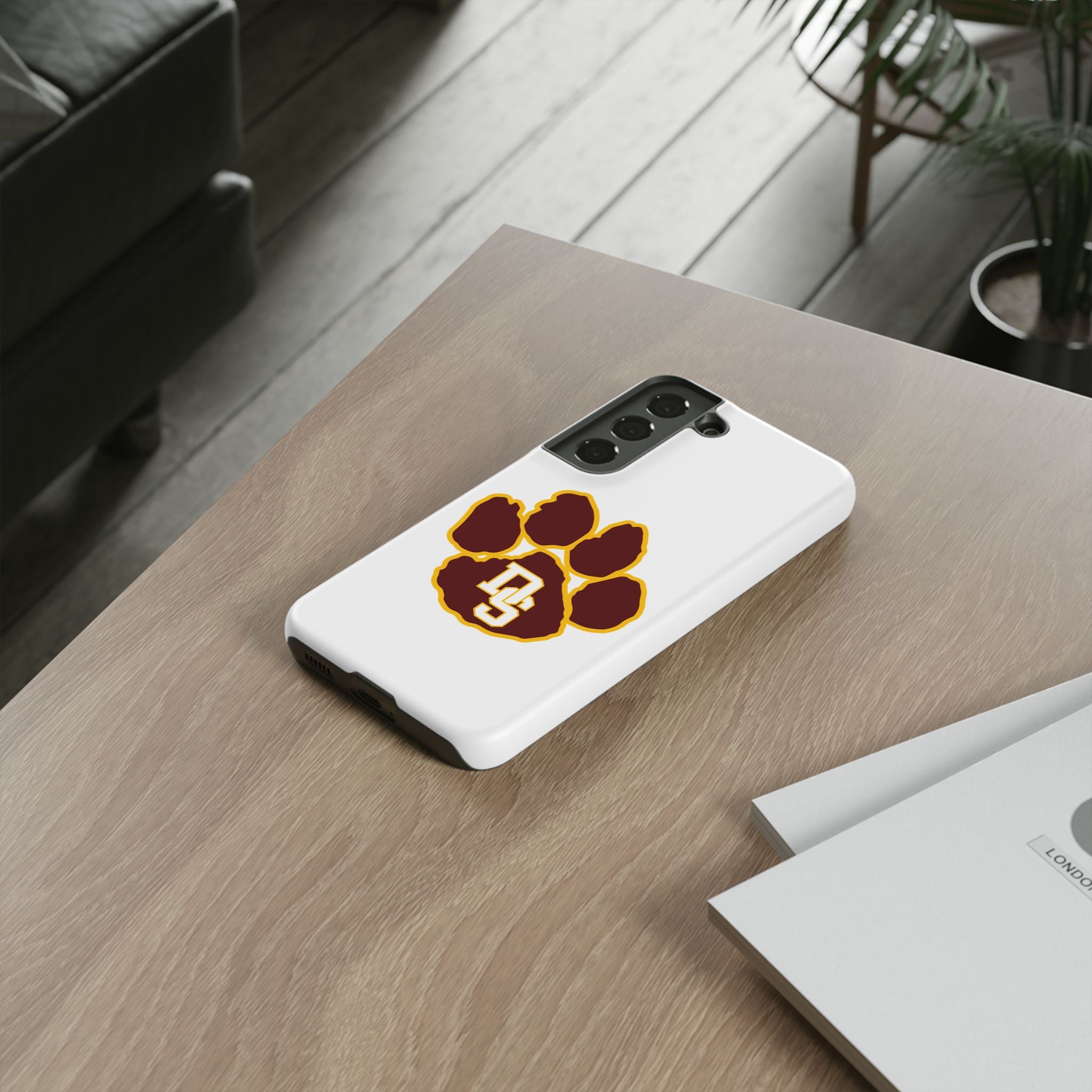 Phone Case — Maroon & Gold Paw Print with DS Monogram