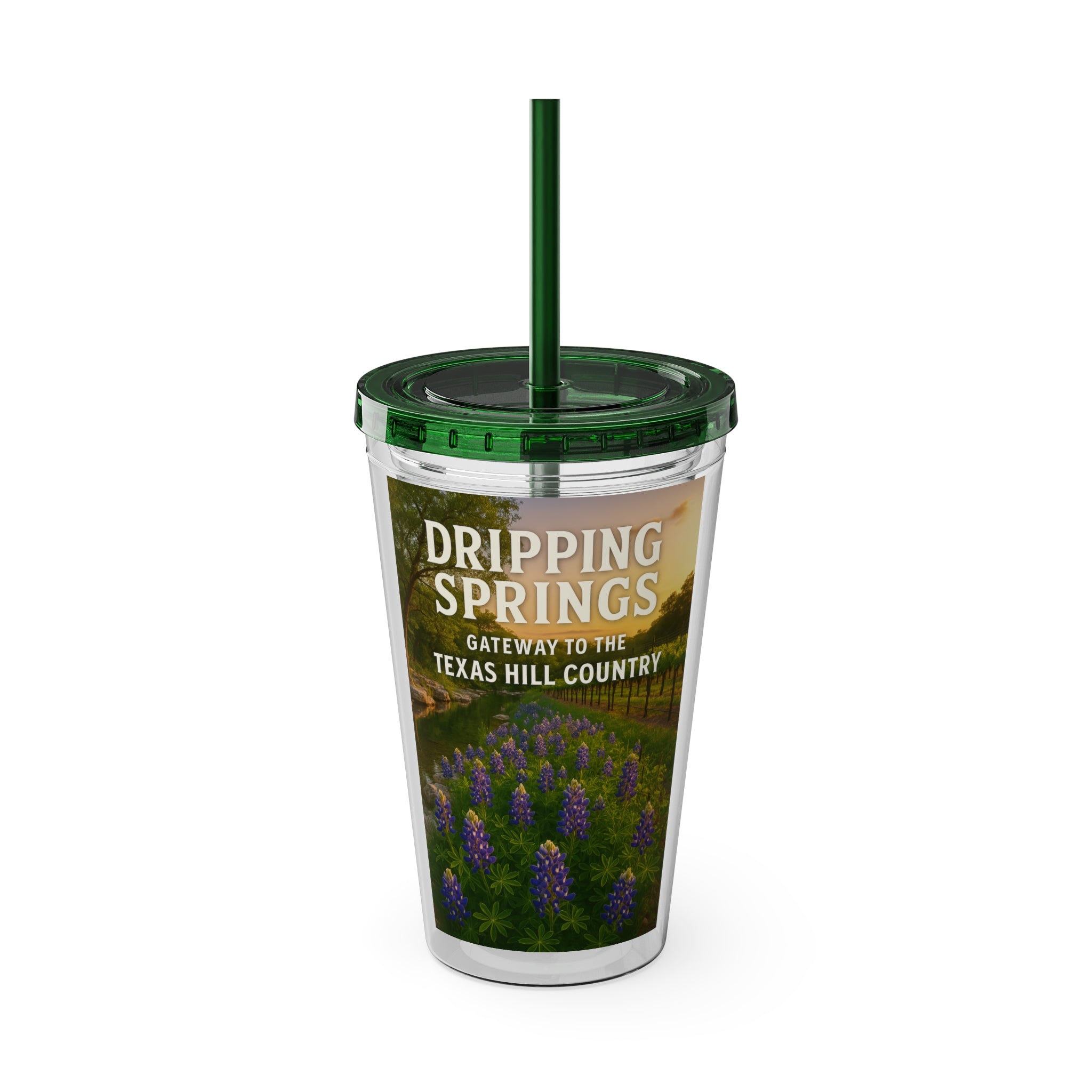 Hill Country Sunsplash Tumbler with Straw, 16oz - Perfect for Walks, Workouts, Gifts & School, Customizable Design for Everyone