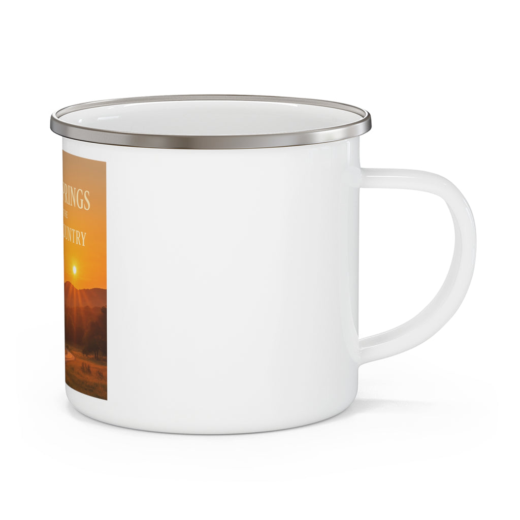 Hill Country Sunset  Enamel Camping Mug — Texas Hill Country Scenic Sunset