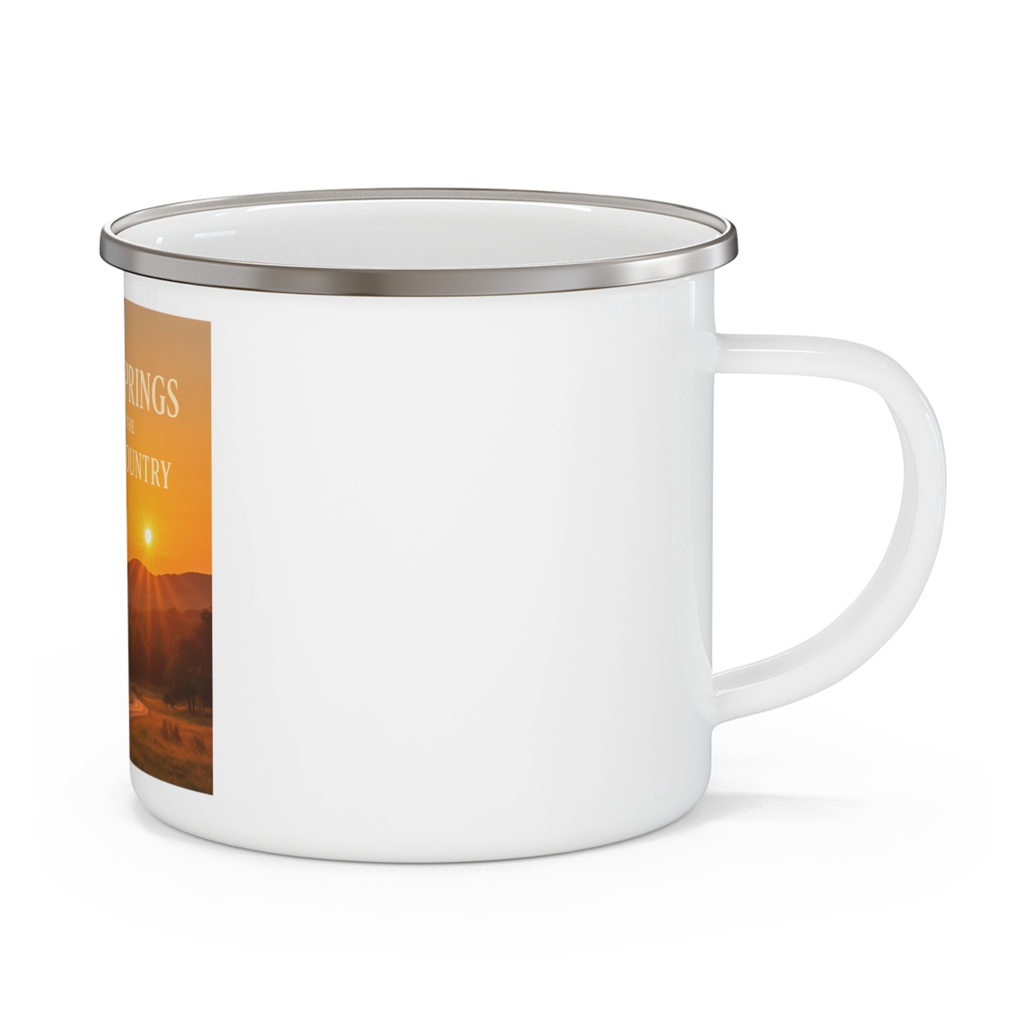 Hill Country Sunset  Enamel Camping Mug — Texas Hill Country Scenic Sunset