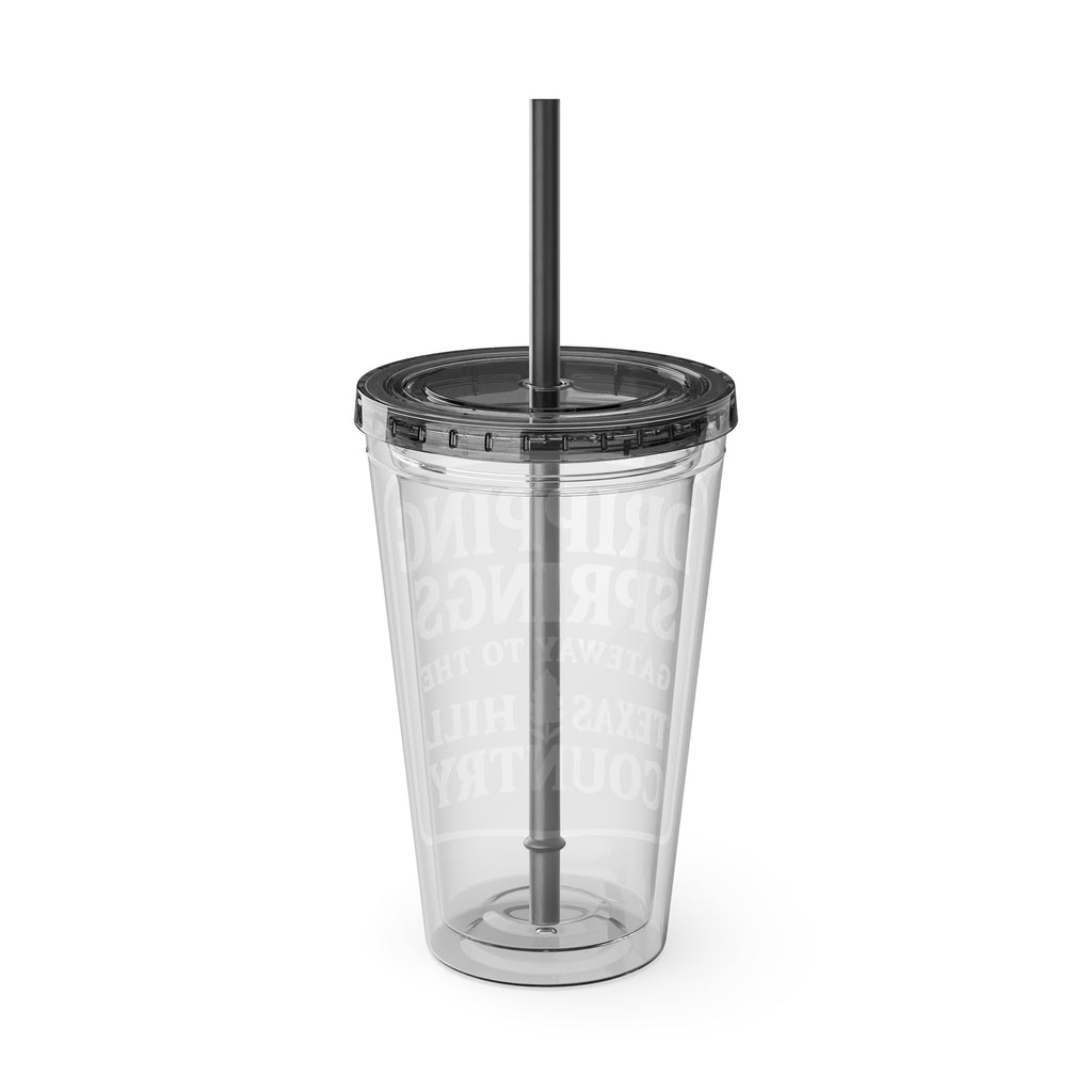 Gateway to Hill Country Sunsplash Tumbler with Straw, 16oz - Perfect for Walks, Workouts, Gifts & School, Customizable Design for Everyone