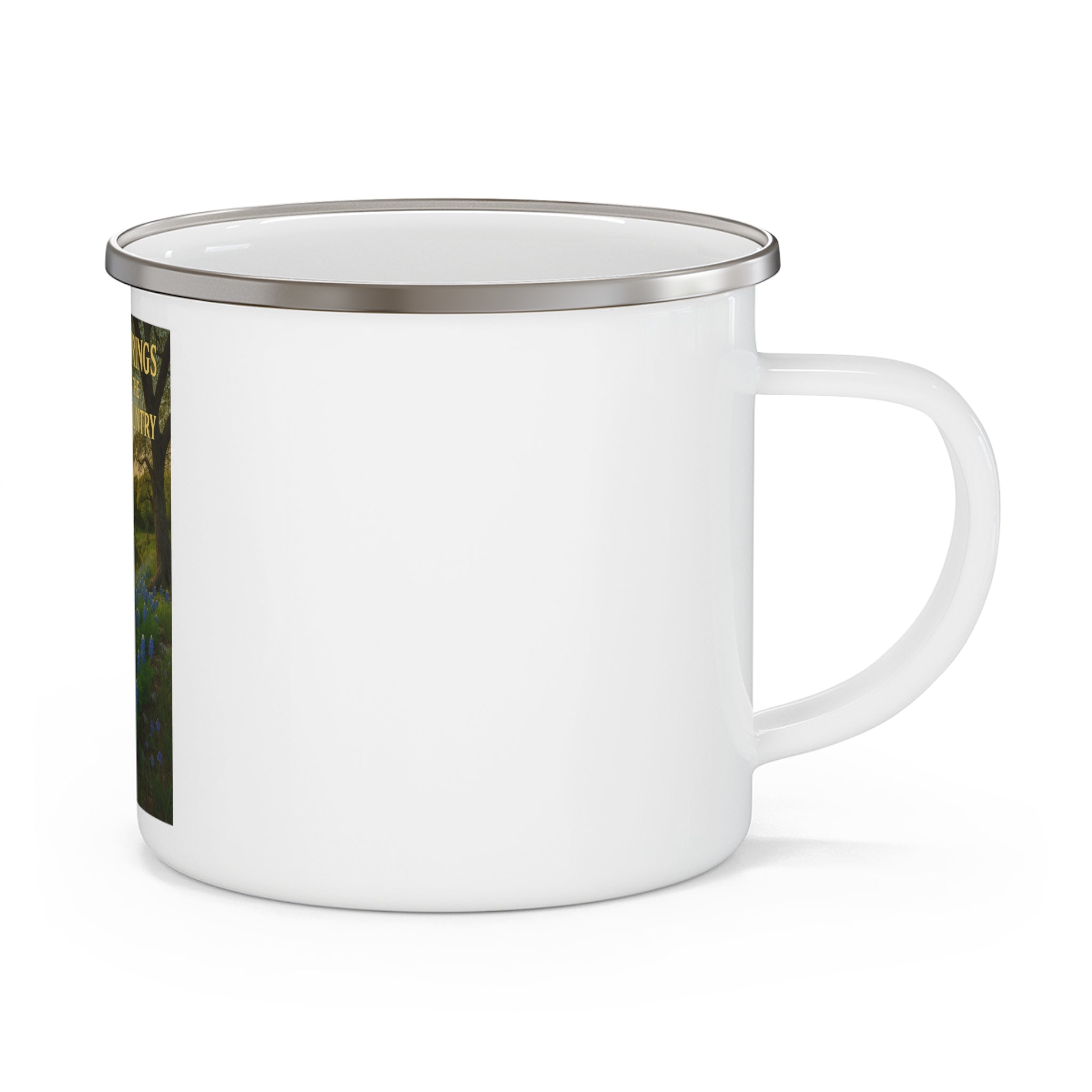 Hill Country Rivers Enamel Camping Mug — Texas Hill Country Scenic Campfire Cup