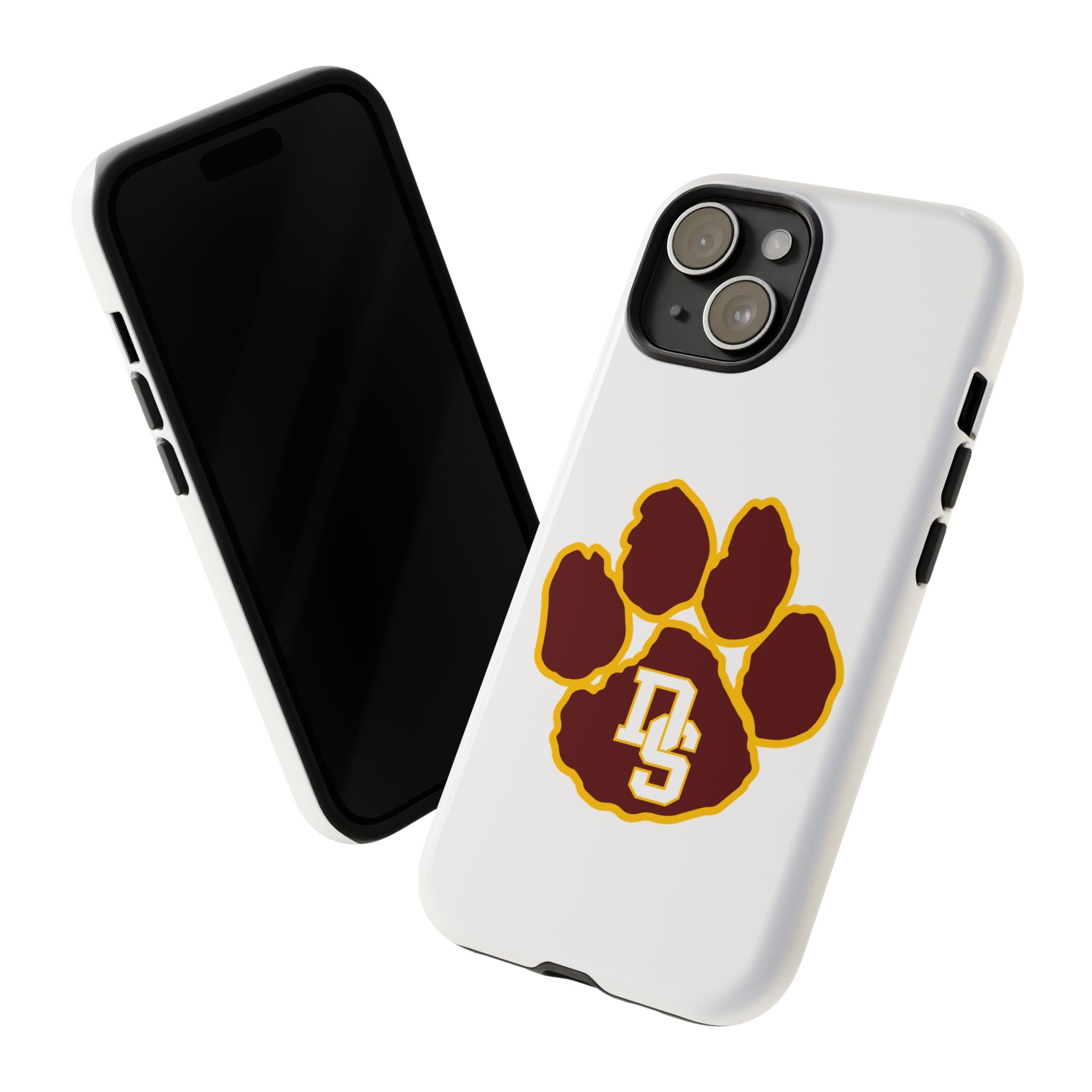 Phone Case — Maroon & Gold Paw Print with DS Monogram