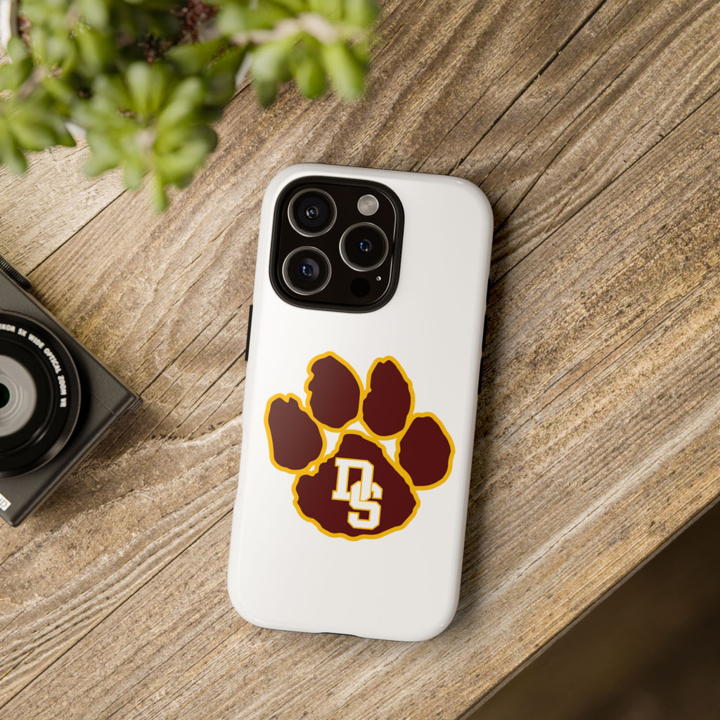 Phone Case — Maroon & Gold Paw Print with DS Monogram