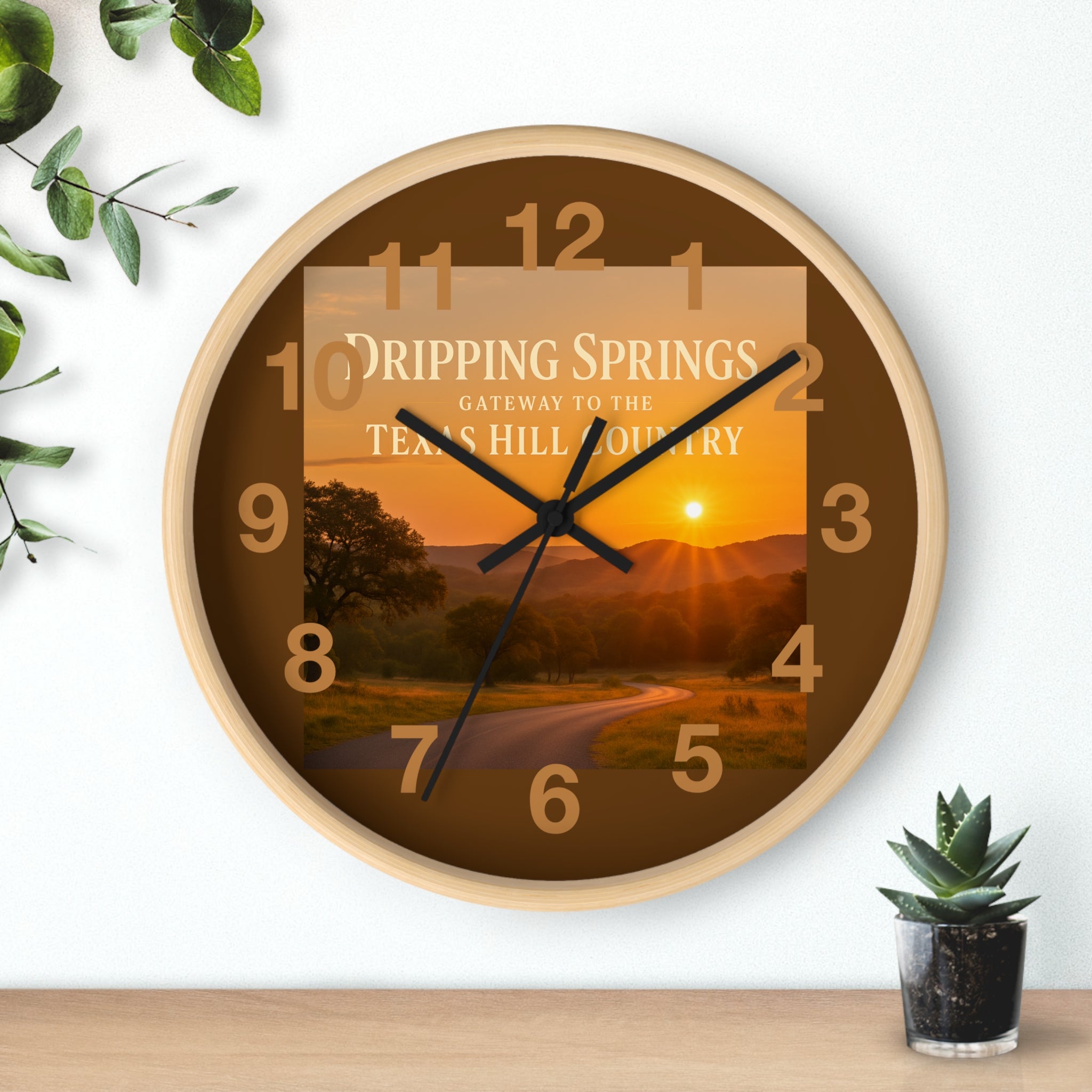 Dripping Springs Sunset Wall Clock — Texas Hill Country Scenic Clock
