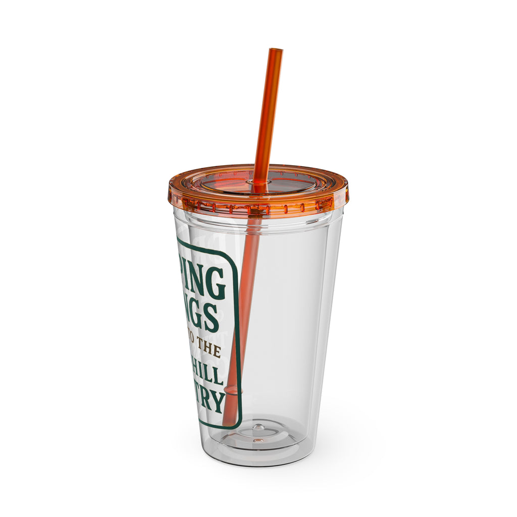 Gateway to Hill Country Sunsplash Tumbler with Straw, 16oz - Perfect for Walks, Workouts, Gifts & School, Customizable Design for Everyone