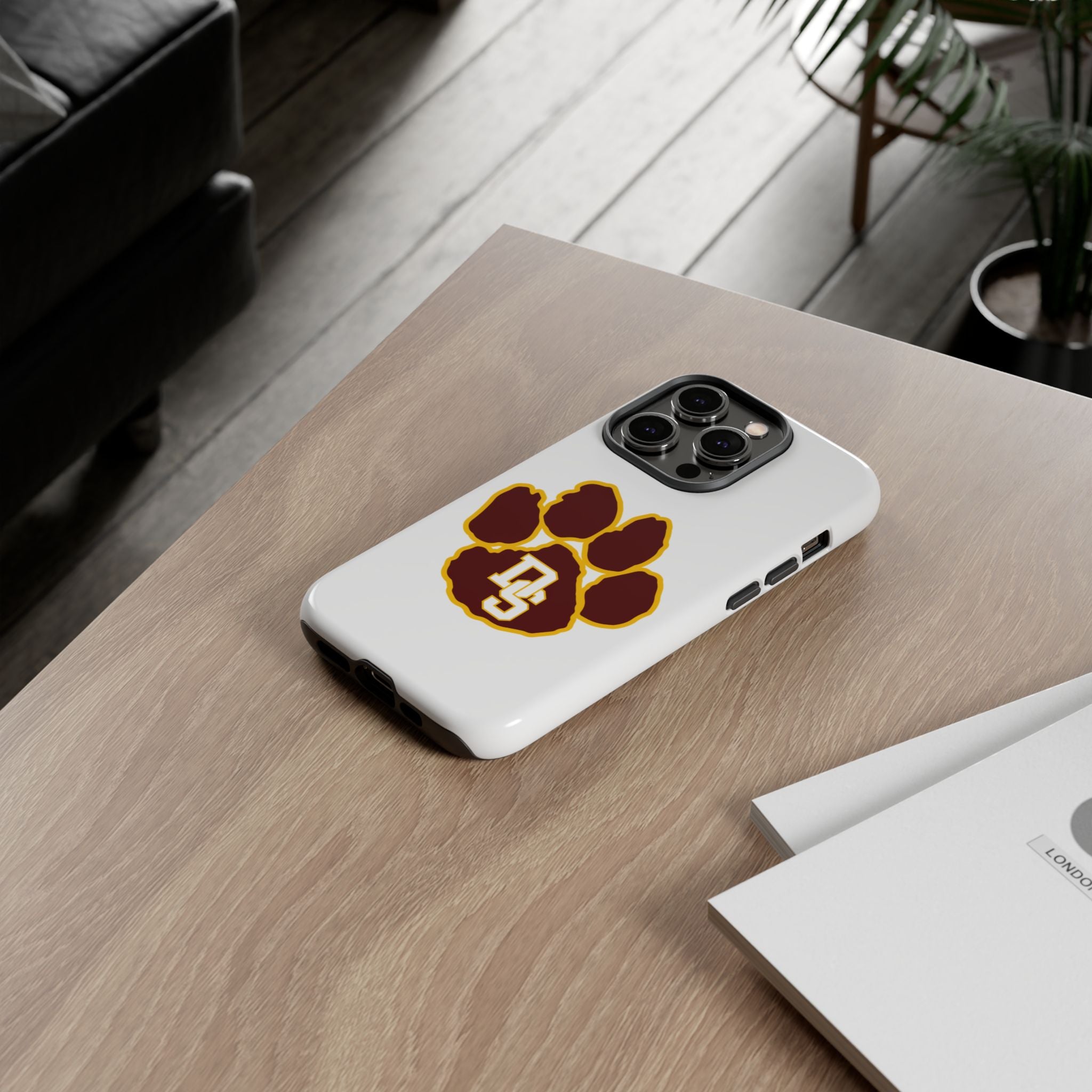 Phone Case — Maroon & Gold Paw Print with DS Monogram