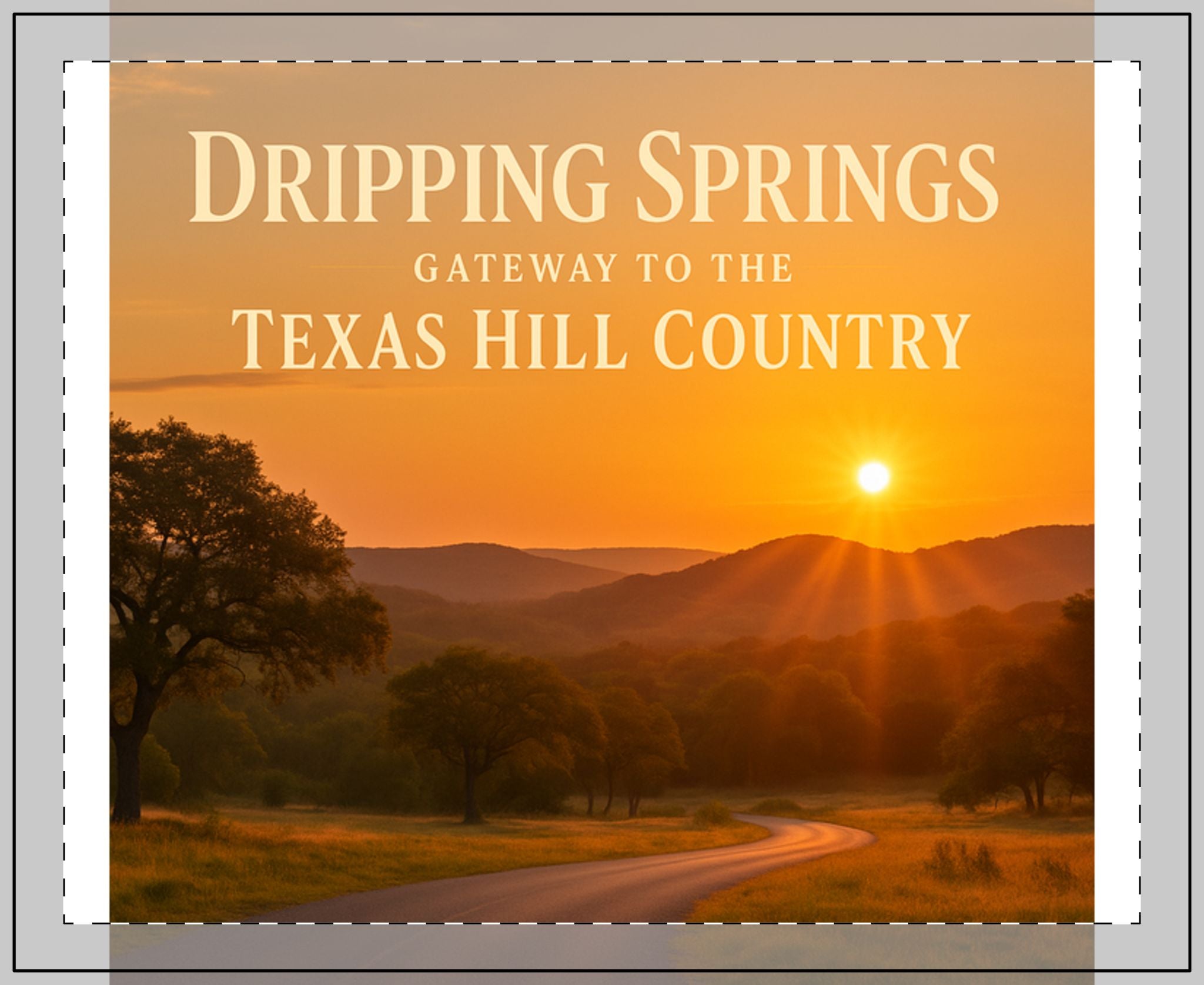 Dripping Springs Texas Hill Country Glass Candle — Sunset Landscape Scented 11oz