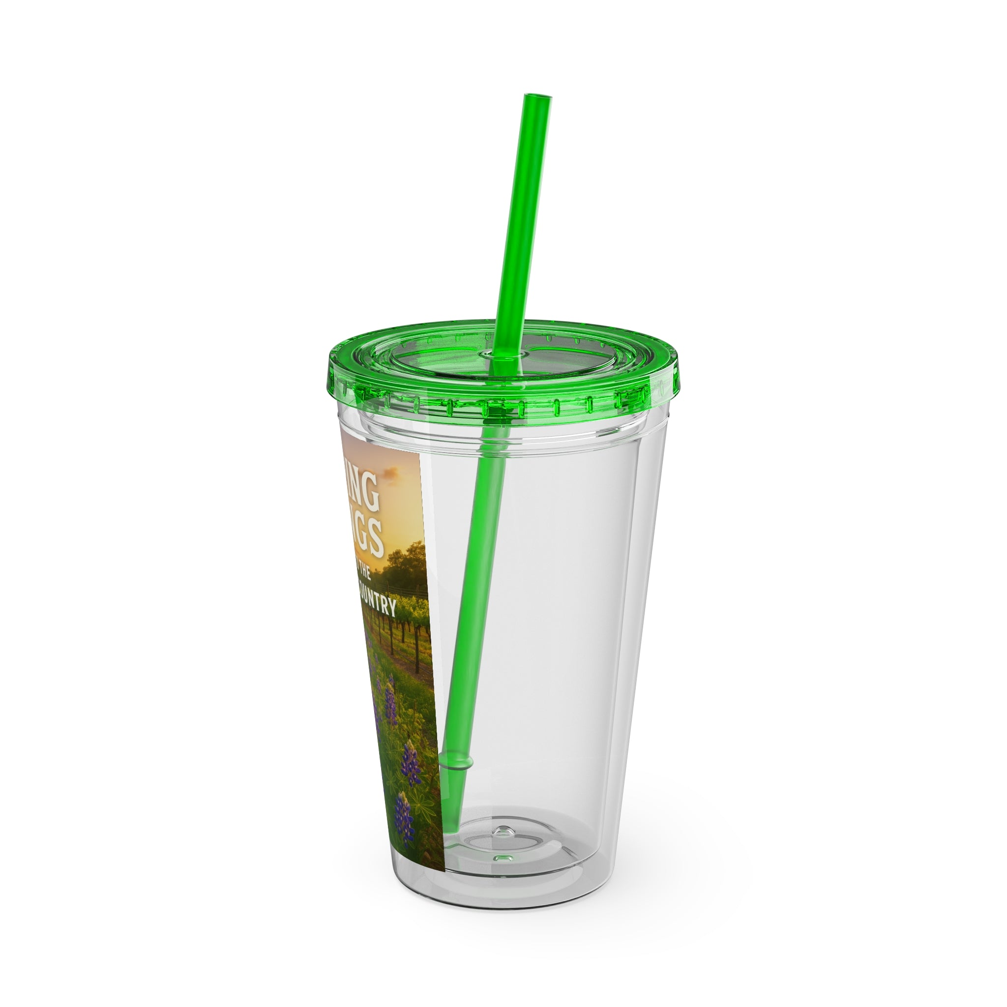 Hill Country Sunsplash Tumbler with Straw, 16oz - Perfect for Walks, Workouts, Gifts & School, Customizable Design for Everyone