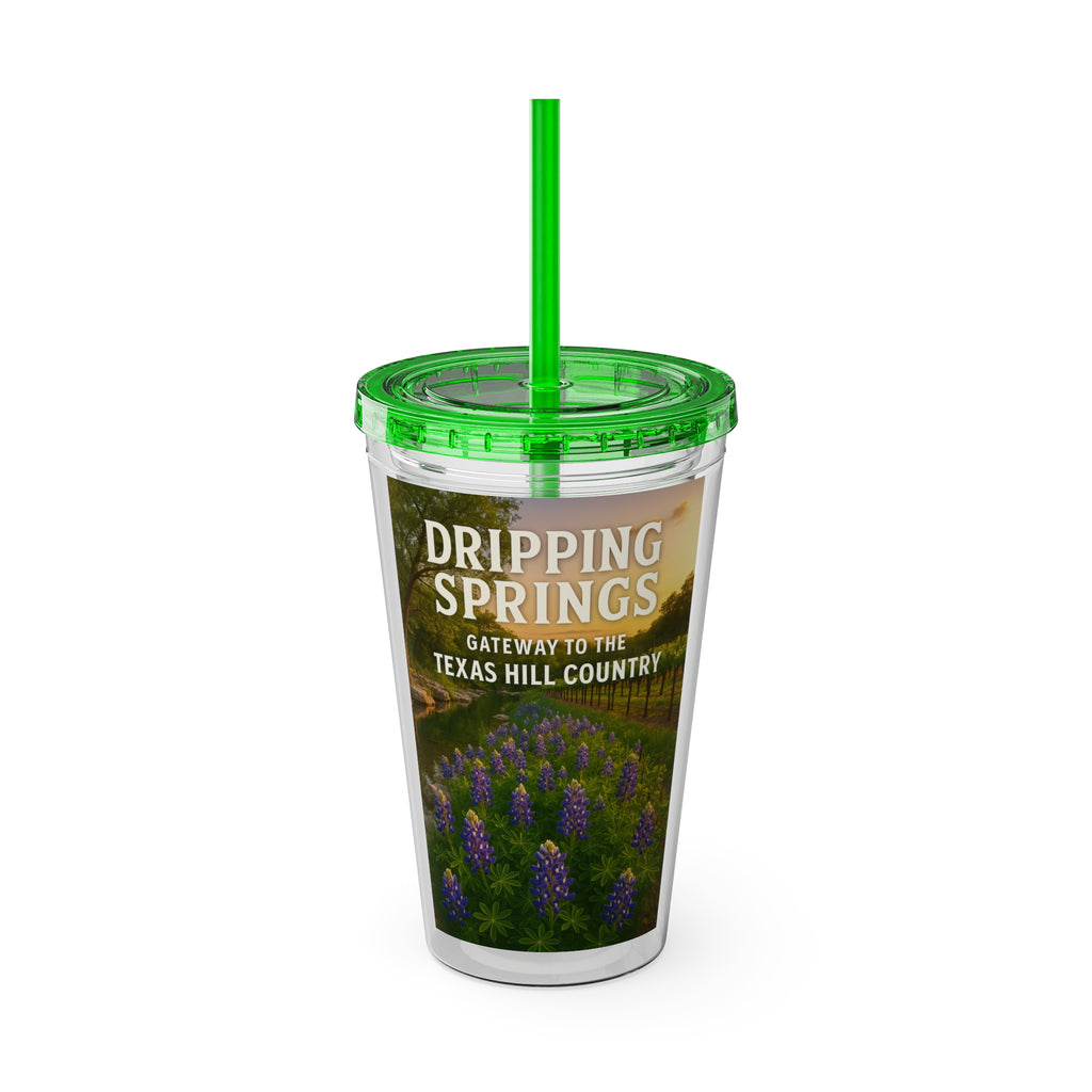 Hill Country Sunsplash Tumbler with Straw, 16oz - Perfect for Walks, Workouts, Gifts & School, Customizable Design for Everyone