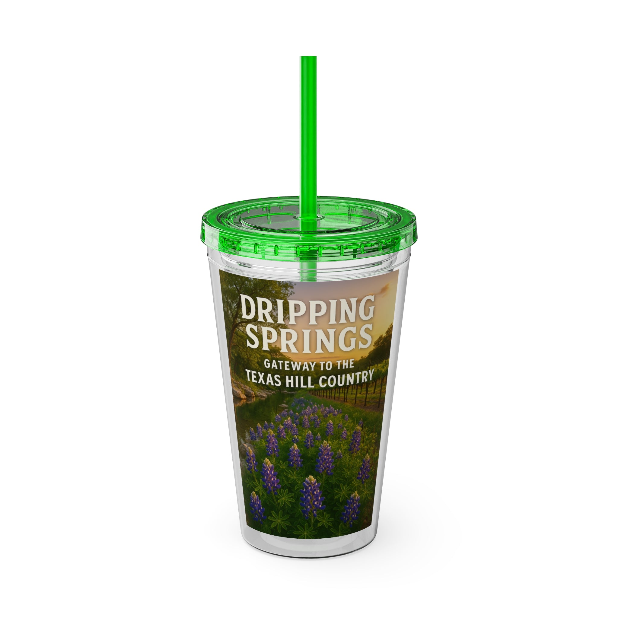 Hill Country Sunsplash Tumbler with Straw, 16oz - Perfect for Walks, Workouts, Gifts & School, Customizable Design for Everyone
