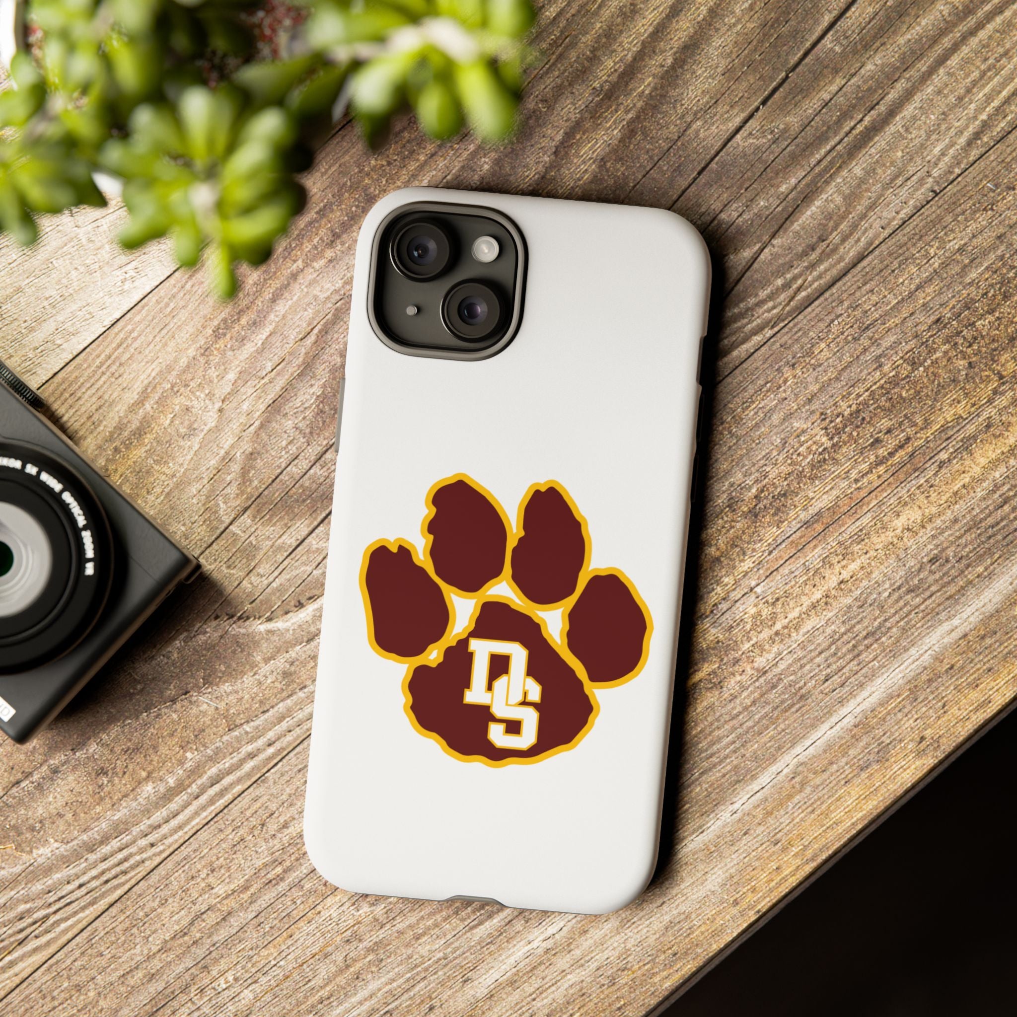 Phone Case — Maroon & Gold Paw Print with DS Monogram